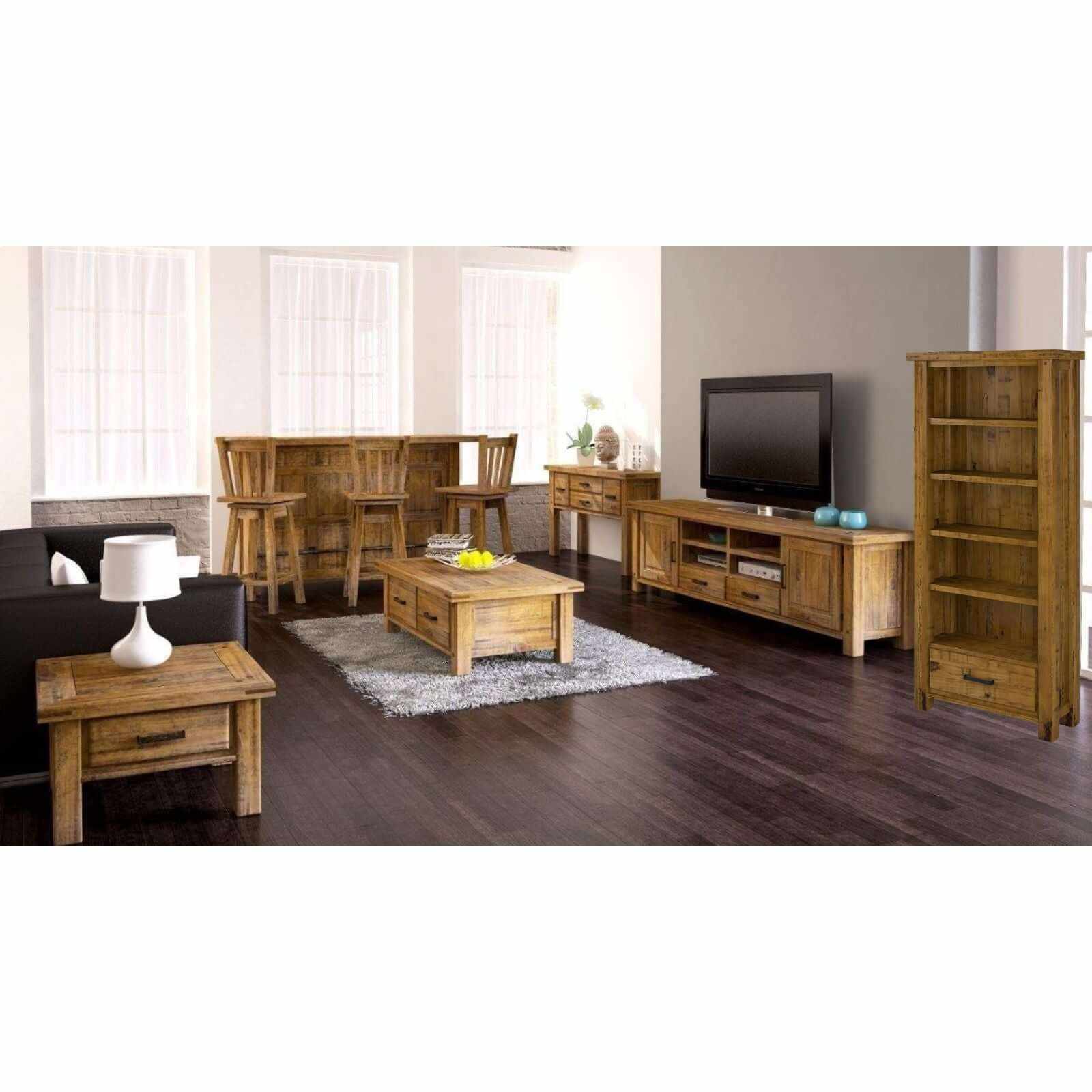 Teasel 190cm Rustic Wooden Bookshelf Display Unit - Oak