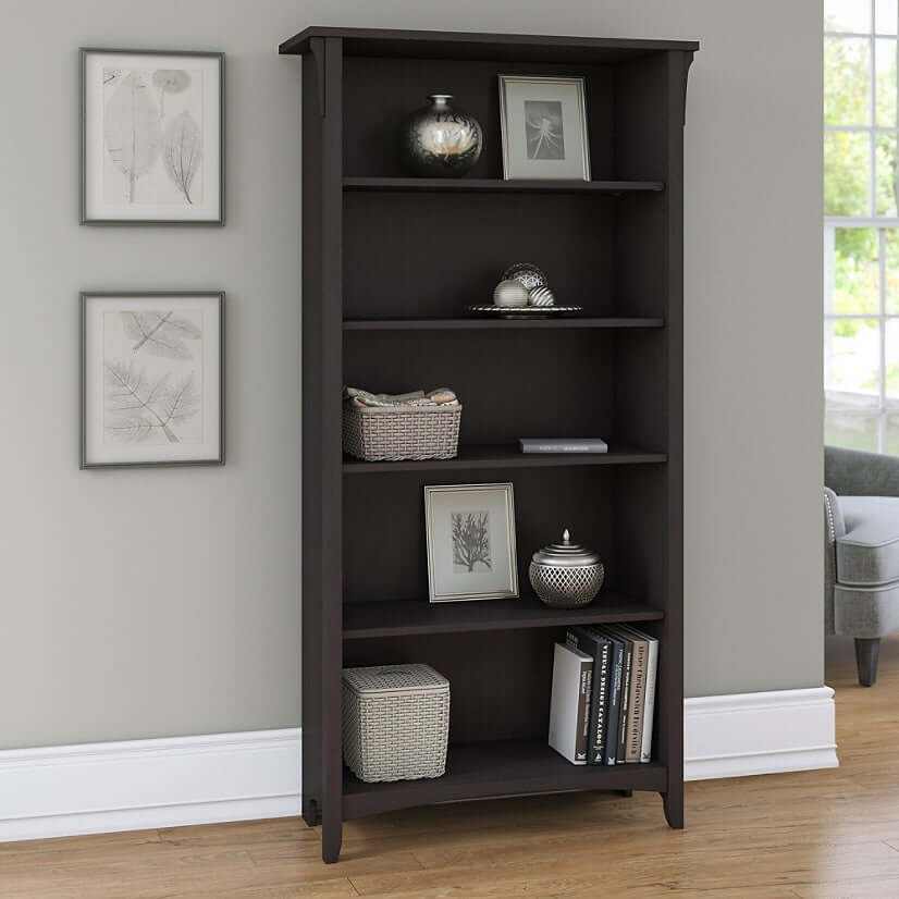 Salinas 5 Shelf Black Bookshelf