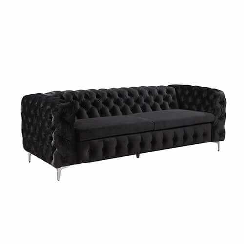 Jacques 3+2+1 Seater Black Velvet Sofa Set Lounge With Metal Legs