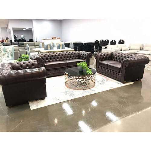 3+2+1 Seater Genuine Leather Sofa Set In Brown Colour