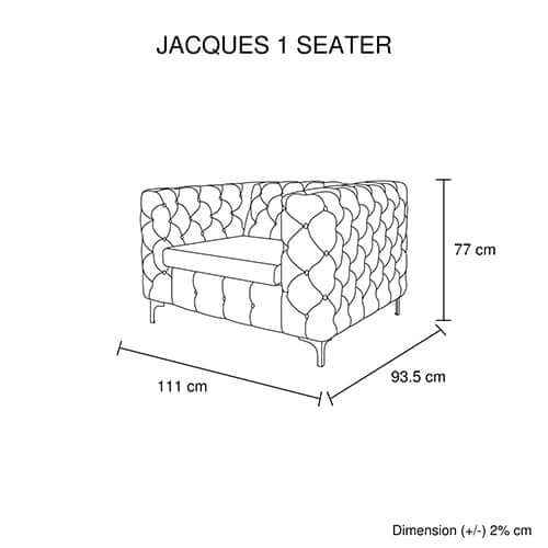 Jacques Single Seat Armchair Black Sofa in Velvet Fabric with Metal Le