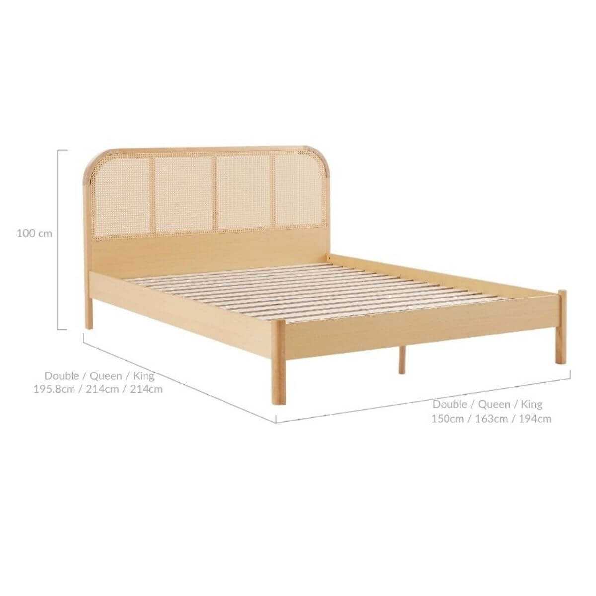 Lulu Rattan Bed Frame King with Curved Bedhead