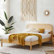 Lulu Rattan Bed Frame King with Curved Bedhead