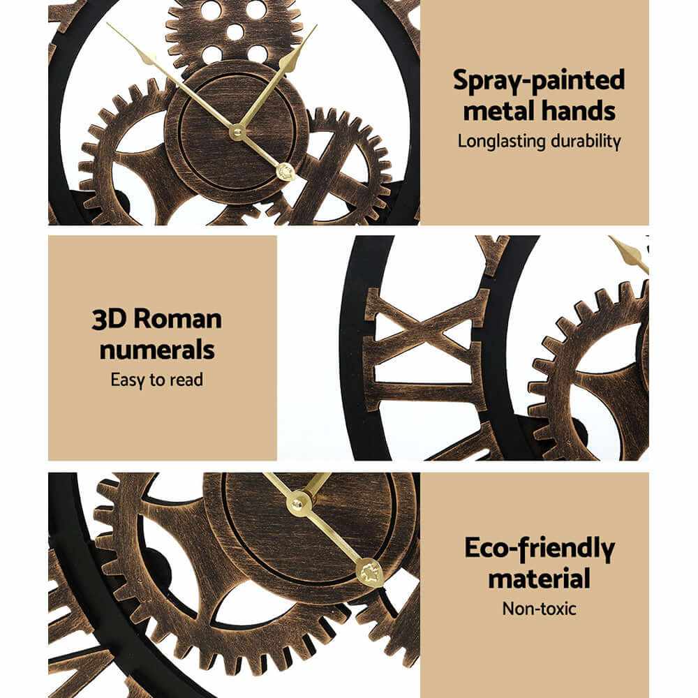 80cm Wall Clock Large Retro Roman Numerals Brown