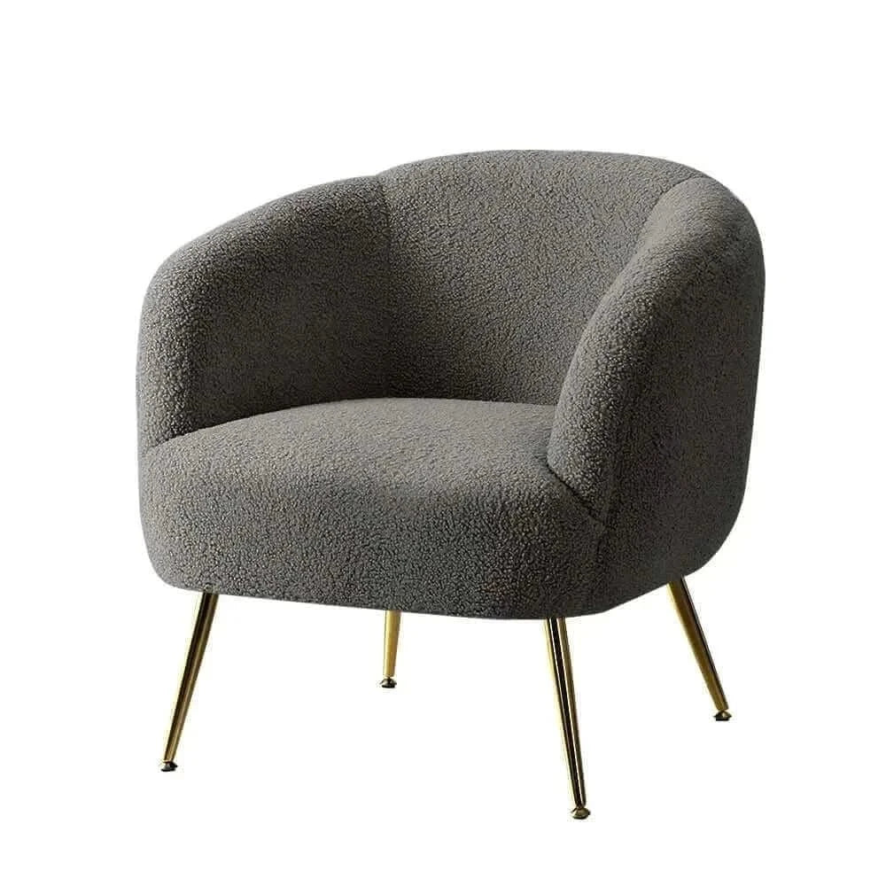 Carneiro Sherpa Boucle Arm Chairs For Living Room - Charcoal