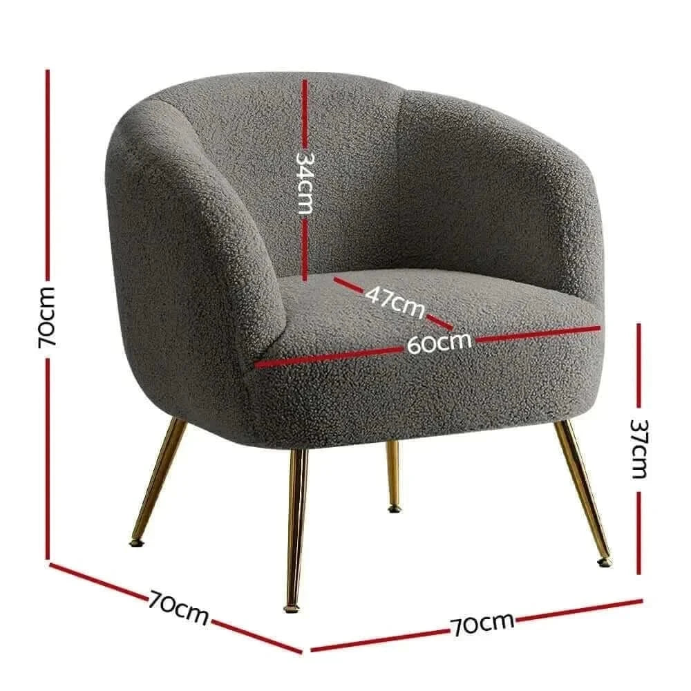 Carneiro Sherpa Boucle Arm Chairs For Living Room - Charcoal