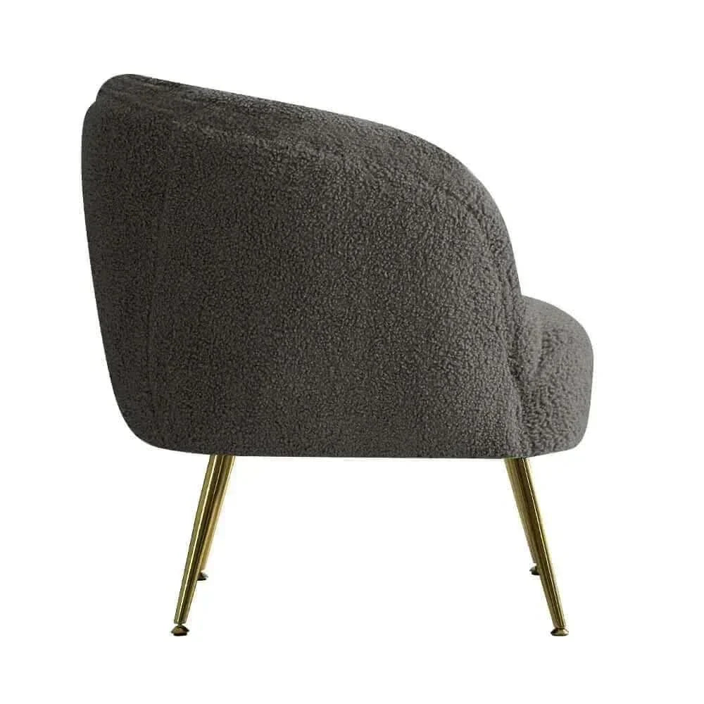 Carneiro Sherpa Boucle Arm Chairs For Living Room - Charcoal