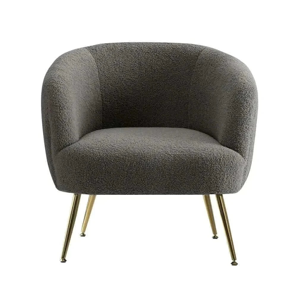 Carneiro Sherpa Boucle Arm Chairs For Living Room - Charcoal