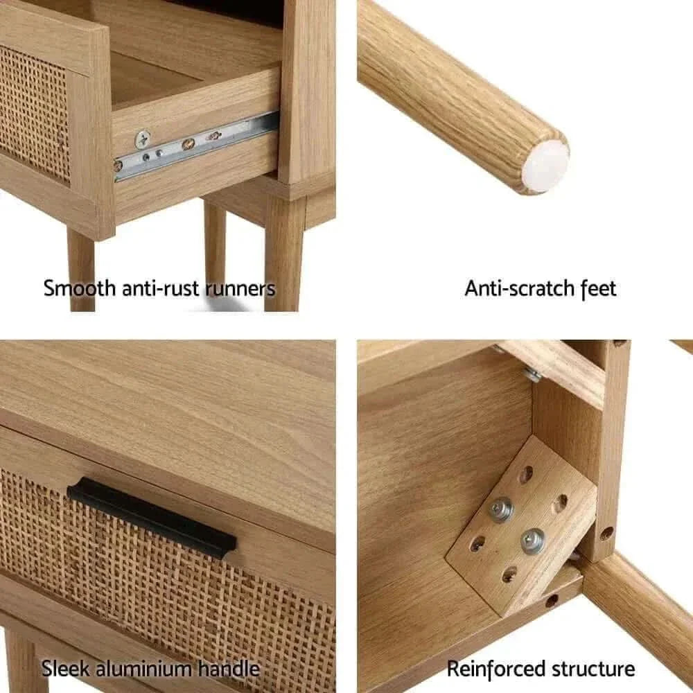 Jess One Drawer Rattan Nightstand