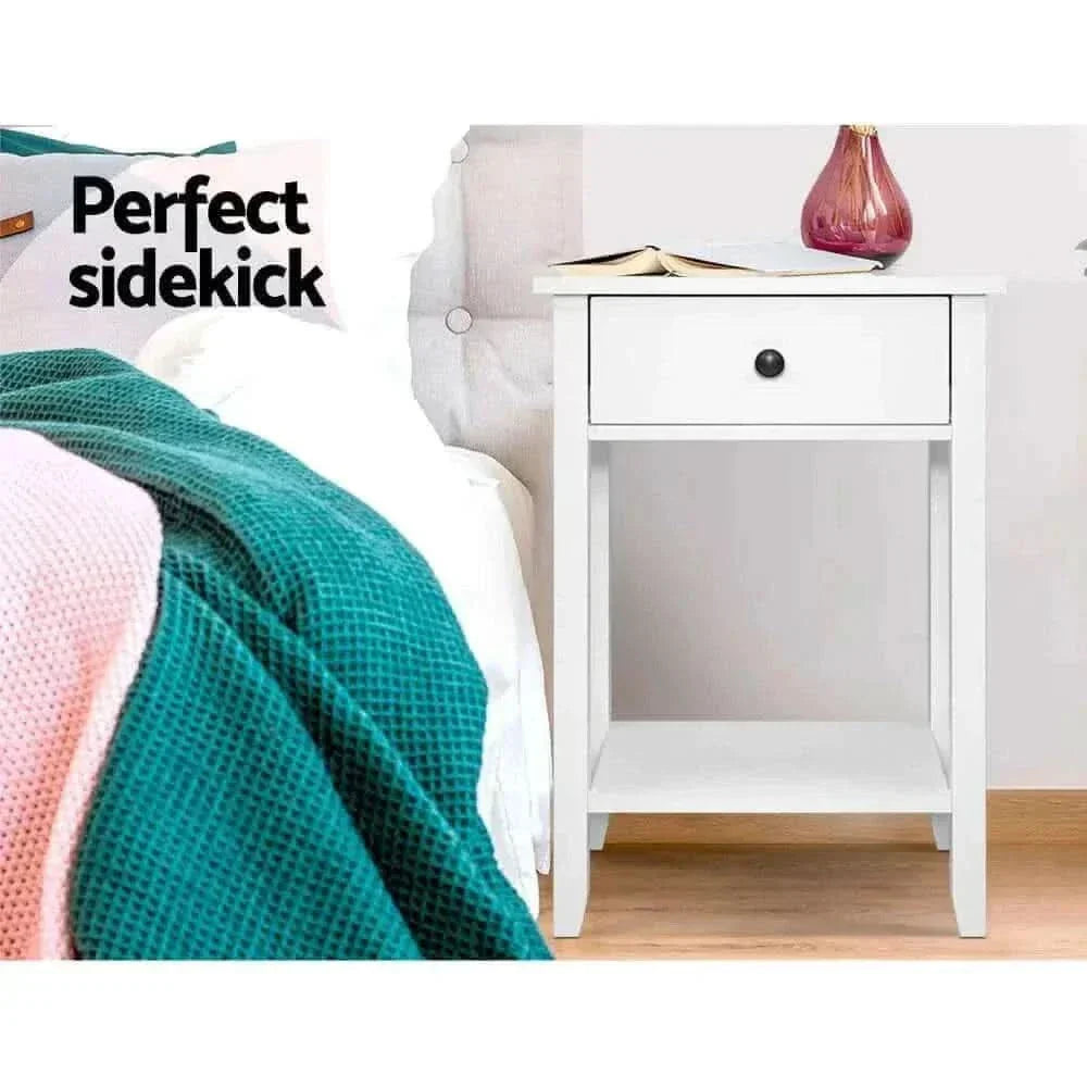 BOWIE White Oak Nightstand 1 Drawer with Shelf