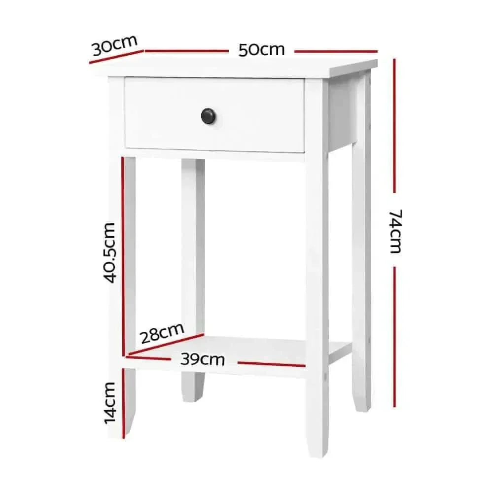 BOWIE White Oak Nightstand 1 Drawer with Shelf