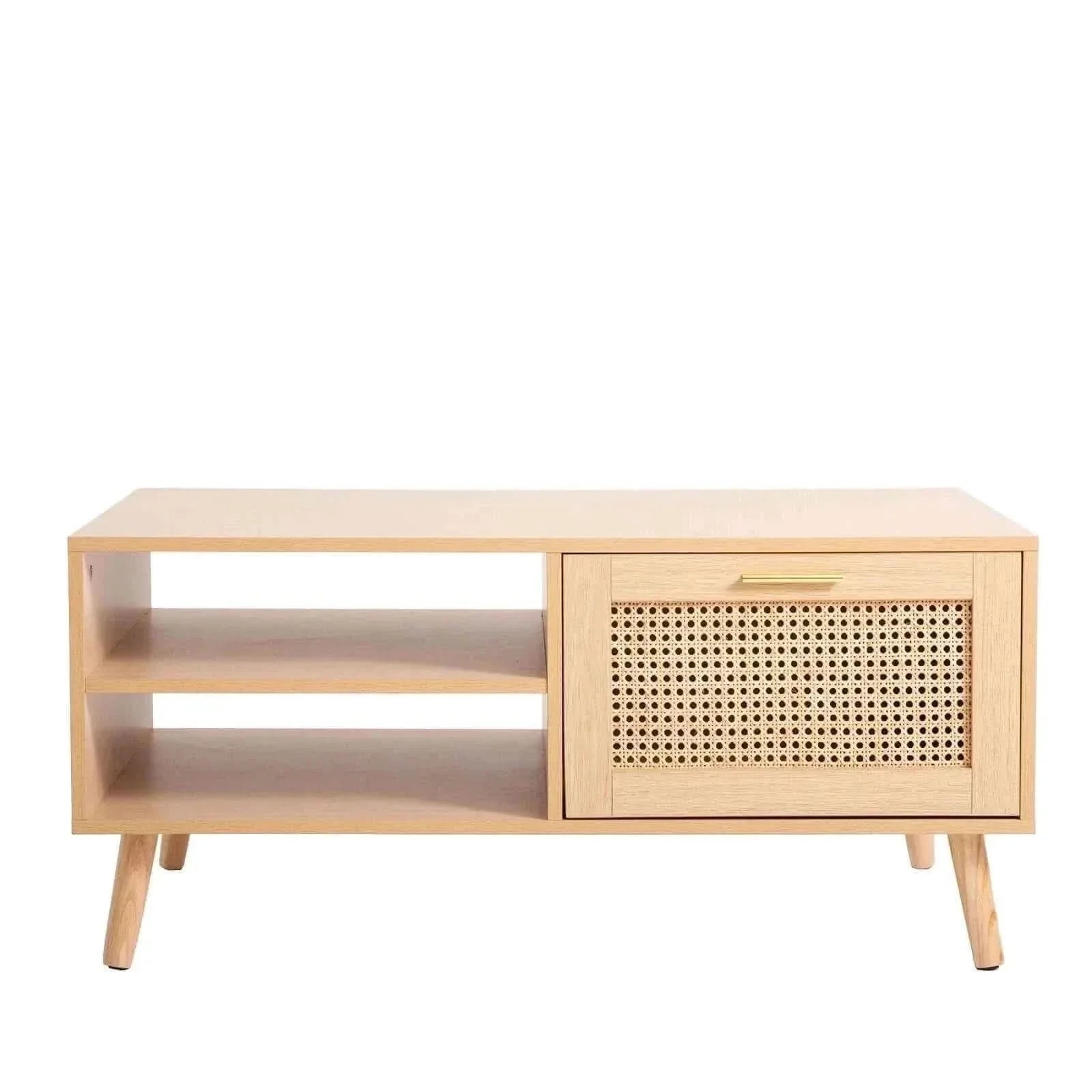 Casa Decor Wooden Rattan Coffee Table - Oak