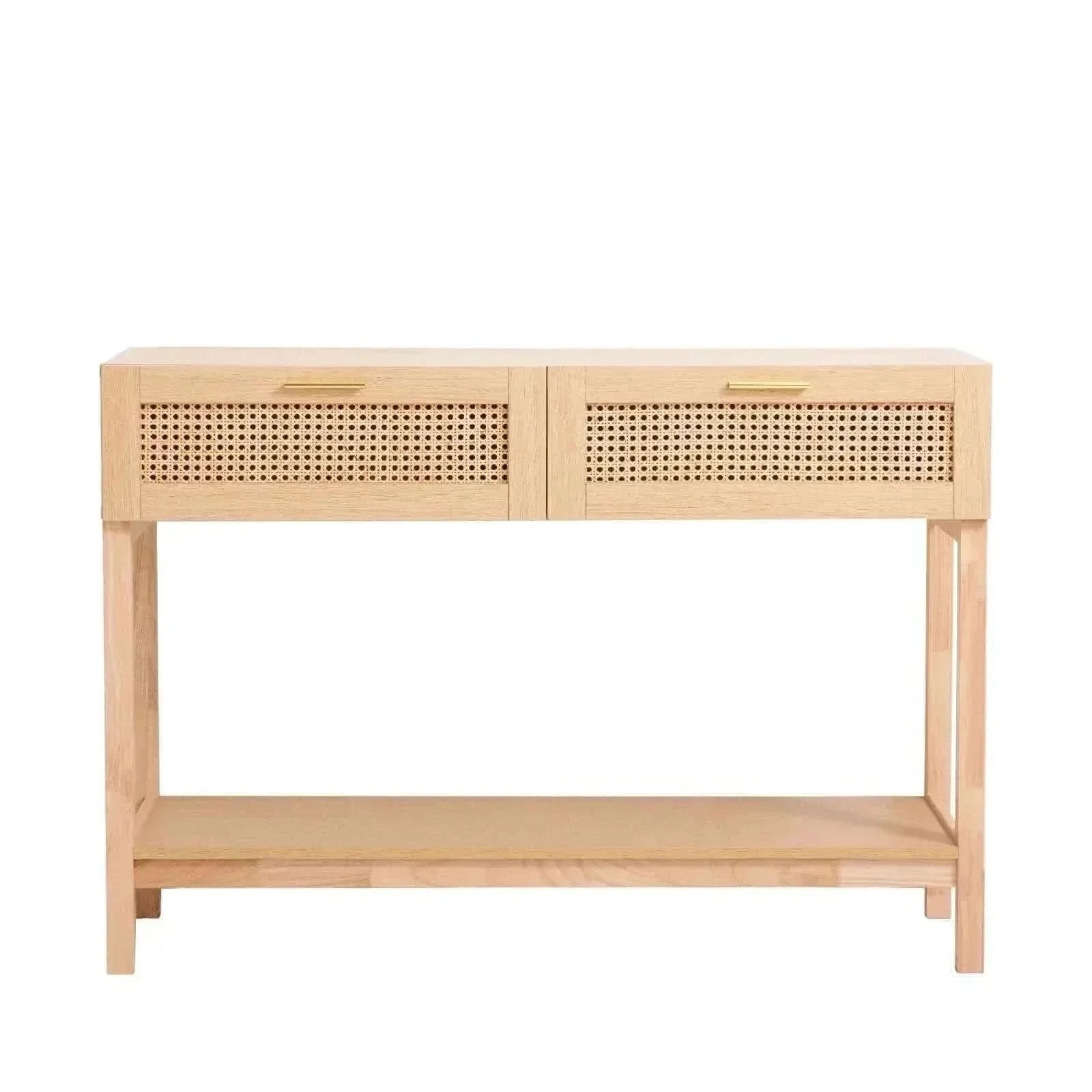 Casa Decor Santiago Rattan Console Entry Table - Oak