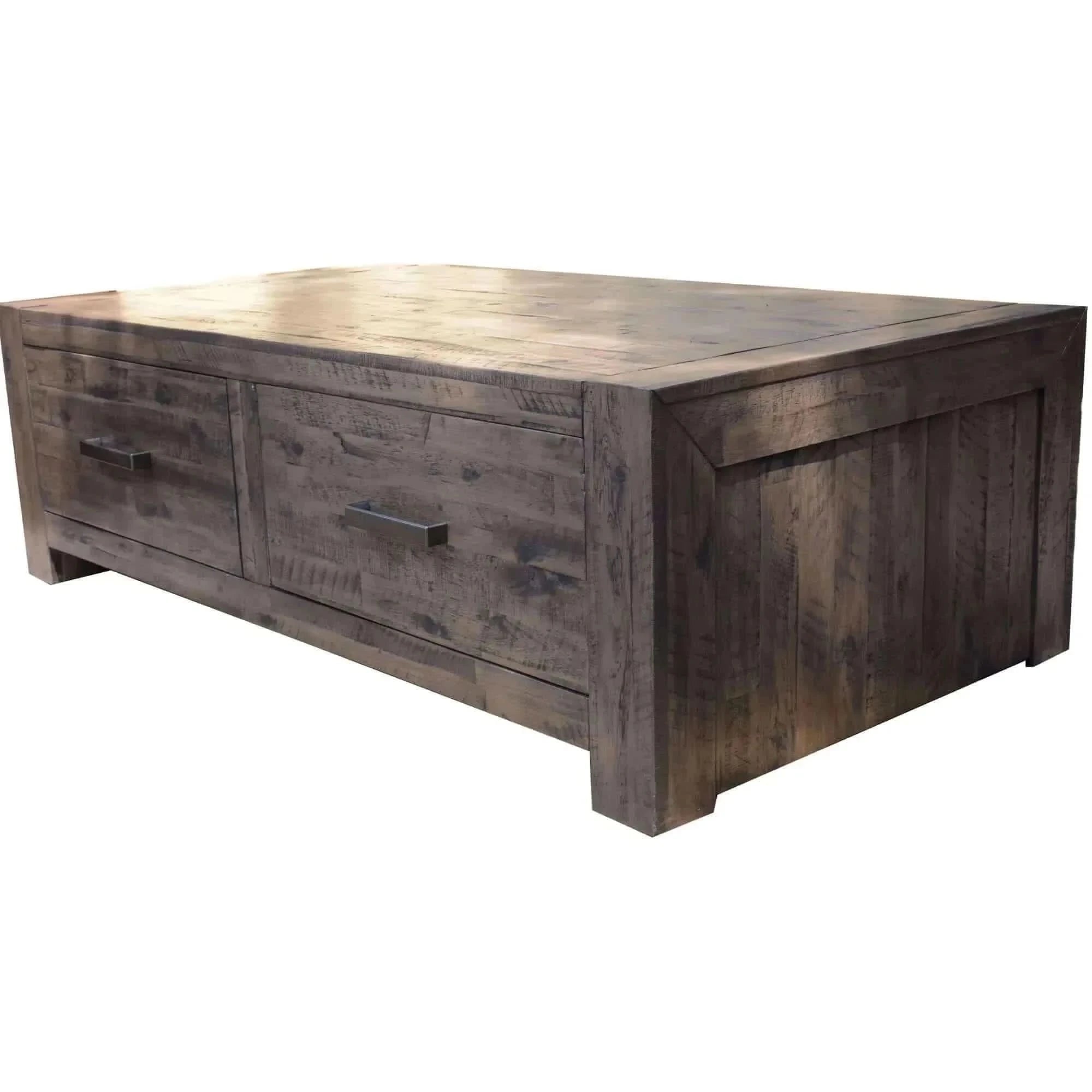 Catmint Solid Acacia Wood 127cm Coffee Table With 2 Drawer - Stone Gre