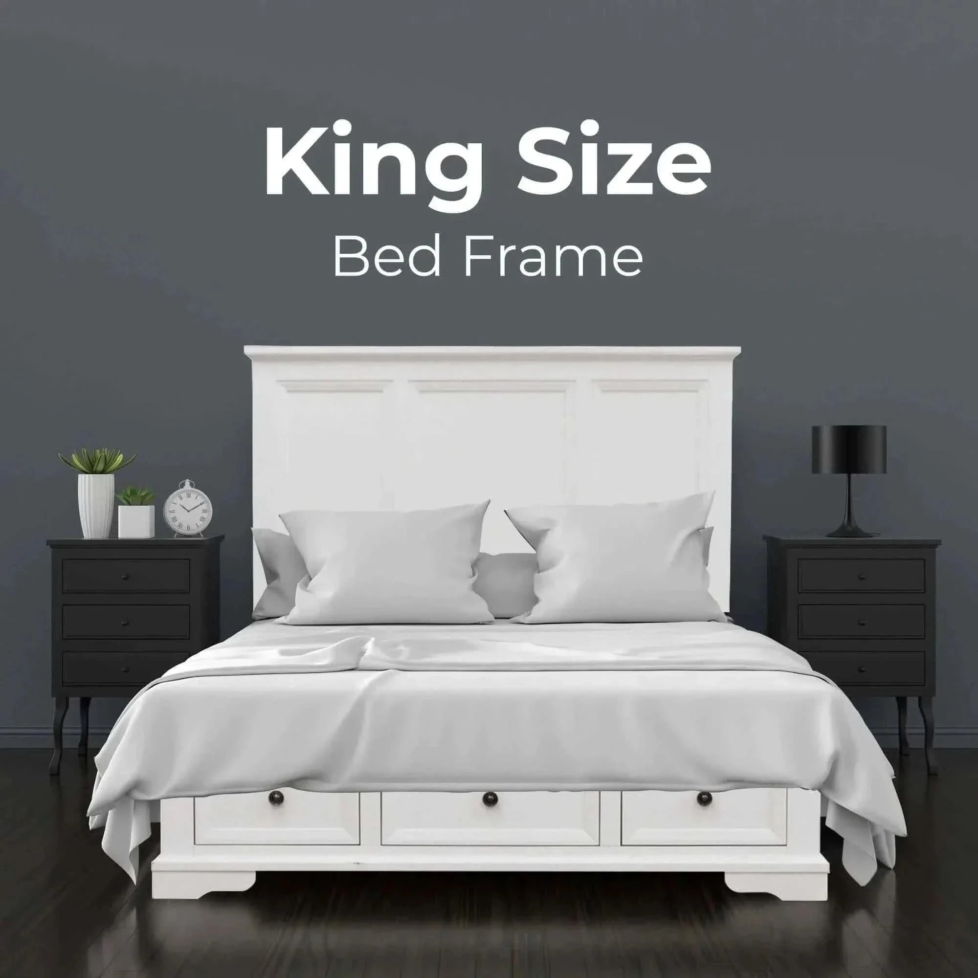 Celosia King Size Bed Frame With Storage Drawers - White