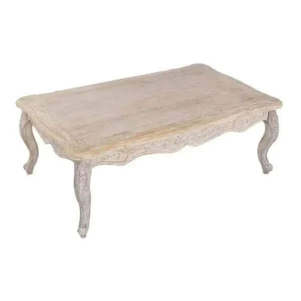Lille Oak Wood Veneer Coffee Table White Washed Finish