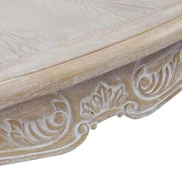 Lille Oak Wood Veneer Coffee Table White Washed Finish