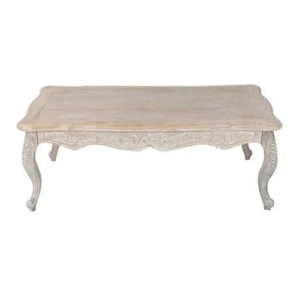 Lille Oak Wood Veneer Coffee Table White Washed Finish