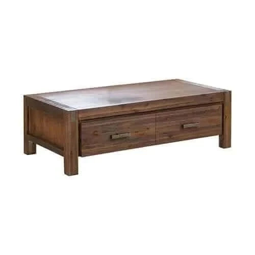 Solid Acacia Wood Coffee Table 1 Drawer Storage - Chocolate Colour