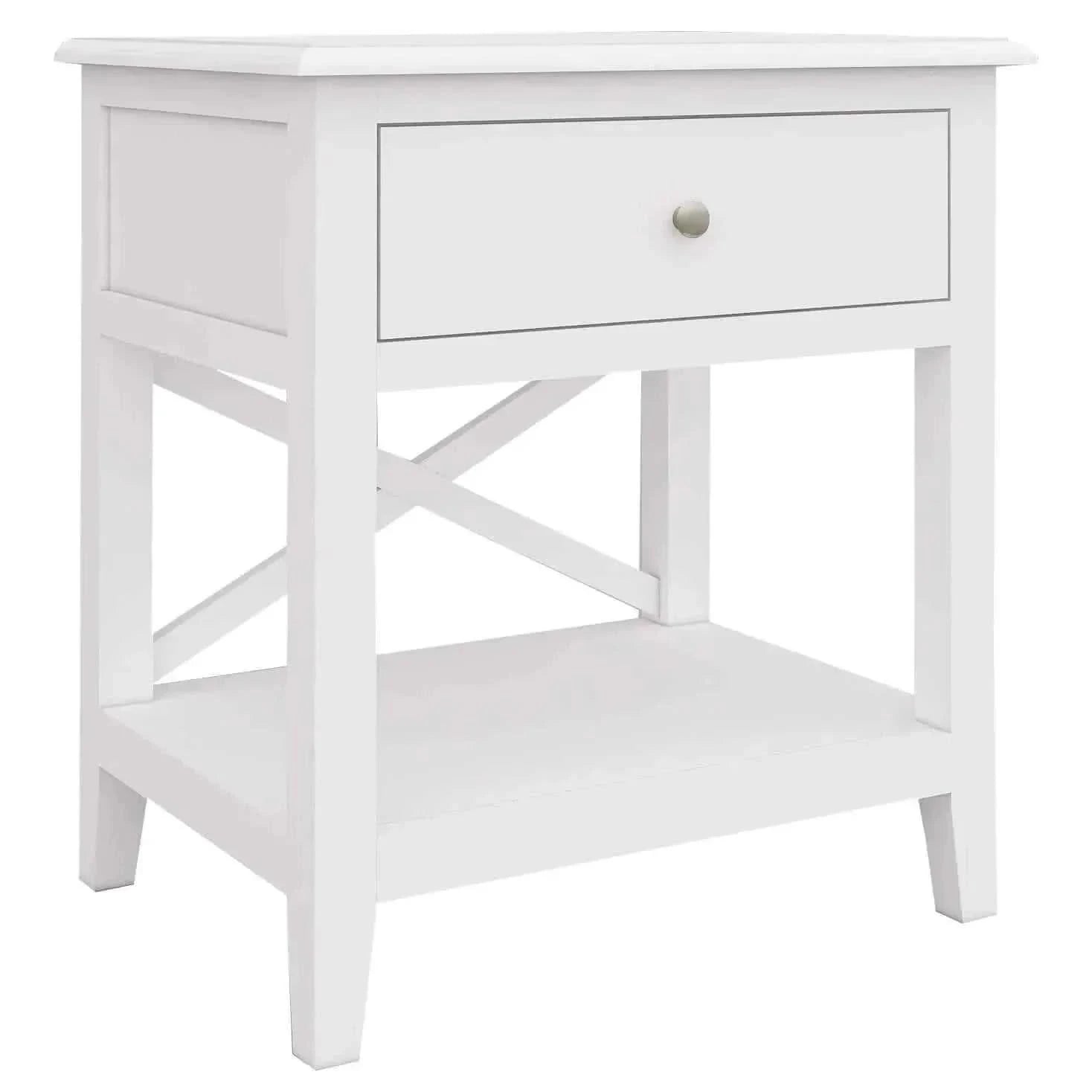Daisy Sofa Side Table White Solid Acacia Wood