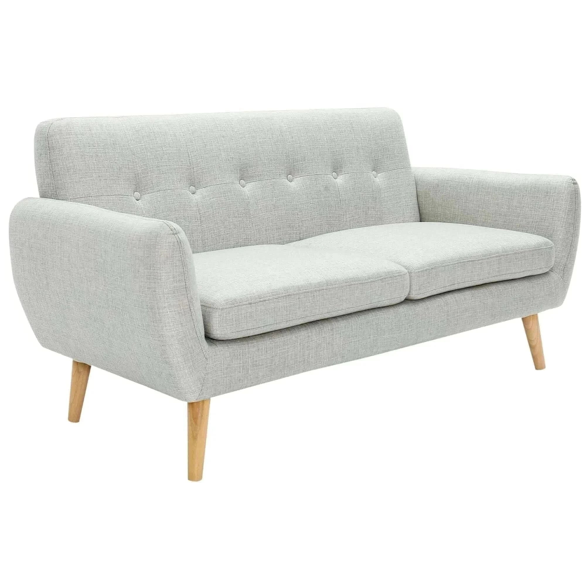 Dane Fabric Upholstered Light Grey Sofa 3 Seater