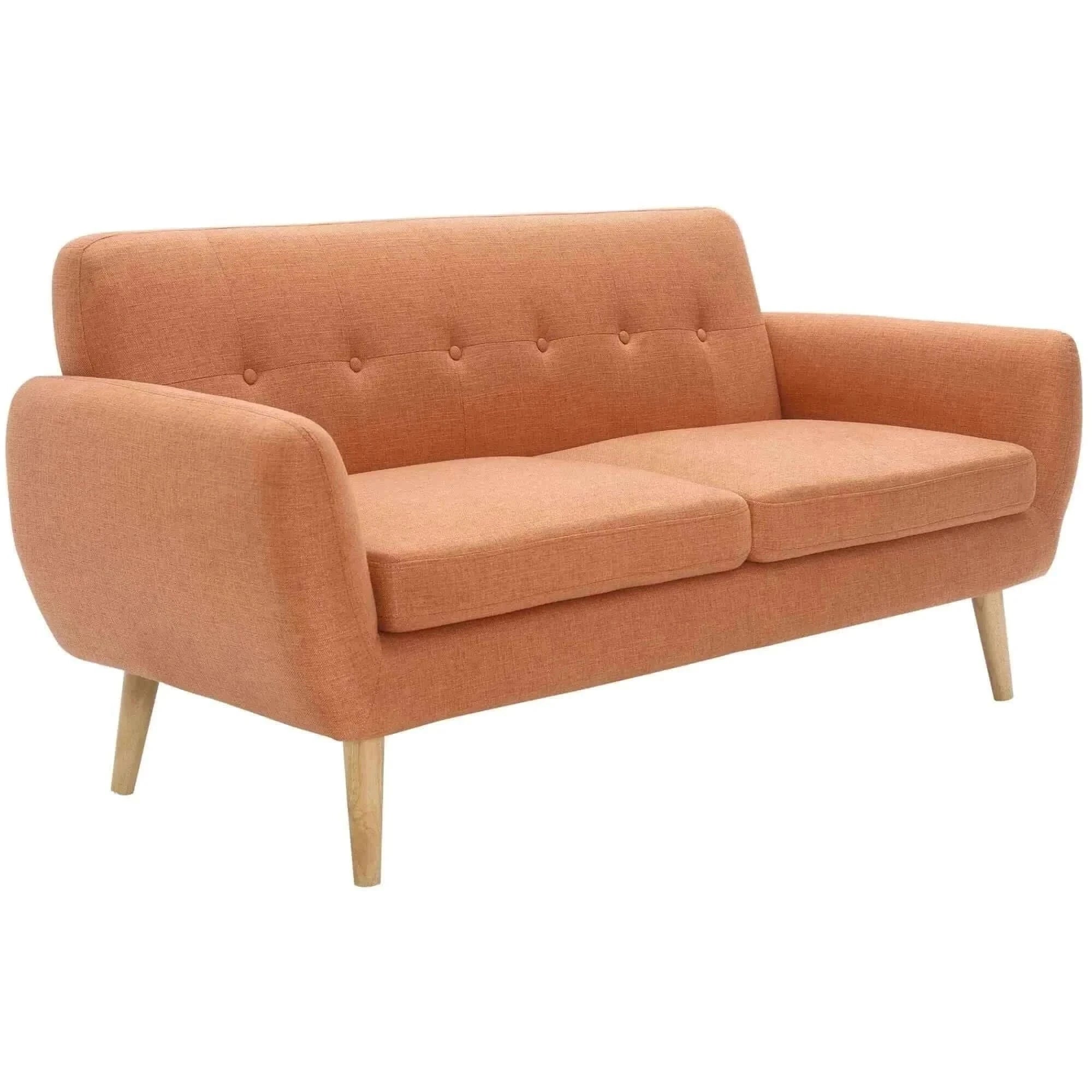 Dane Fabric Upholstered 3 Seater Lounge Sofa - Orange