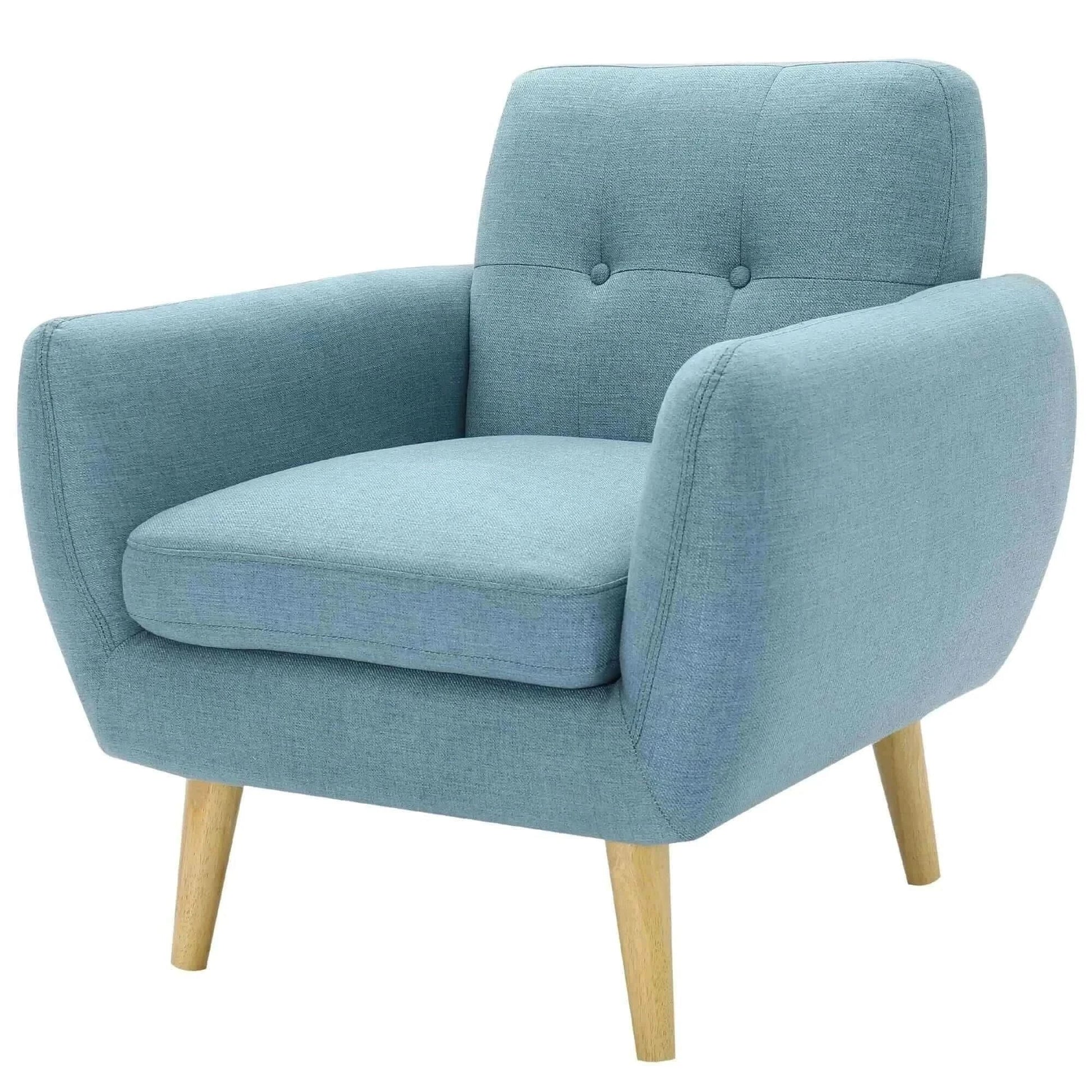 Dane Fabric Upholstered Sofa Chair Single Seater - Blue