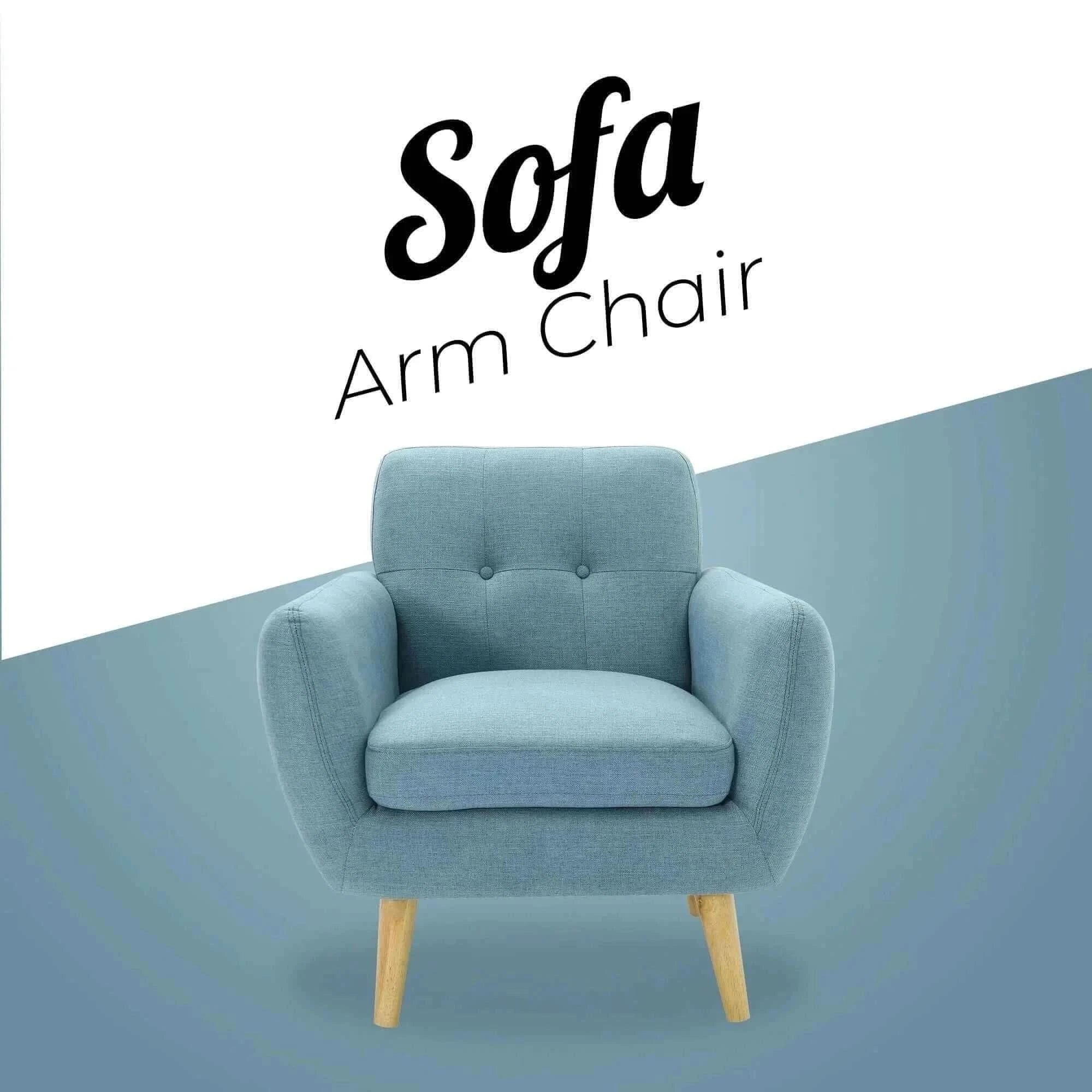 Dane Fabric Upholstered Sofa Chair Single Seater - Blue