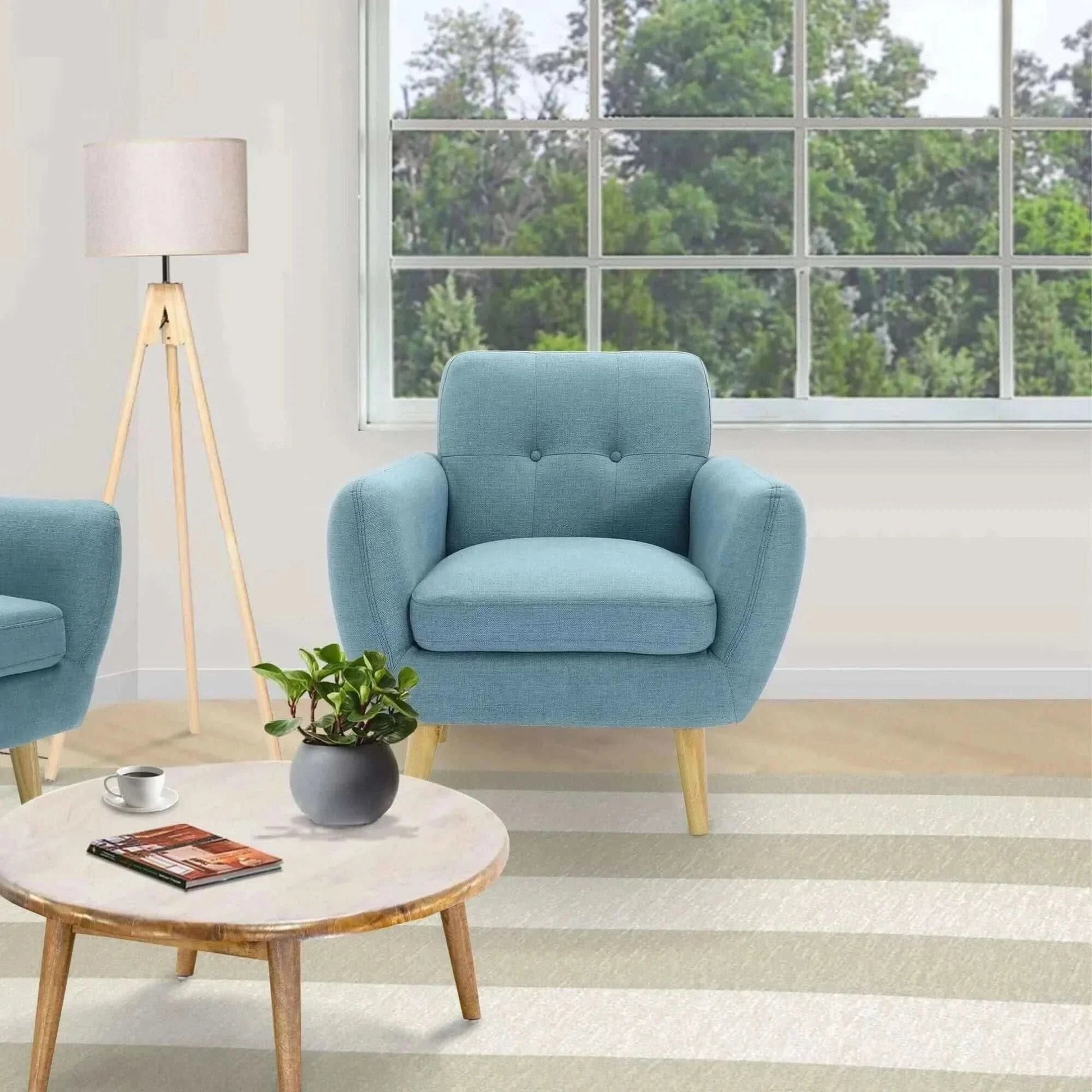 Dane Fabric Upholstered Sofa Chair Single Seater - Blue