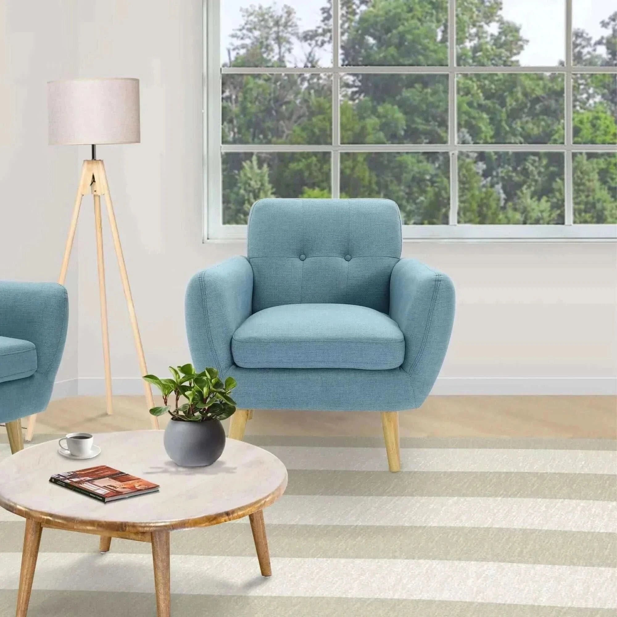 Dane Fabric Upholstered Sofa Chair Single Seater - Blue
