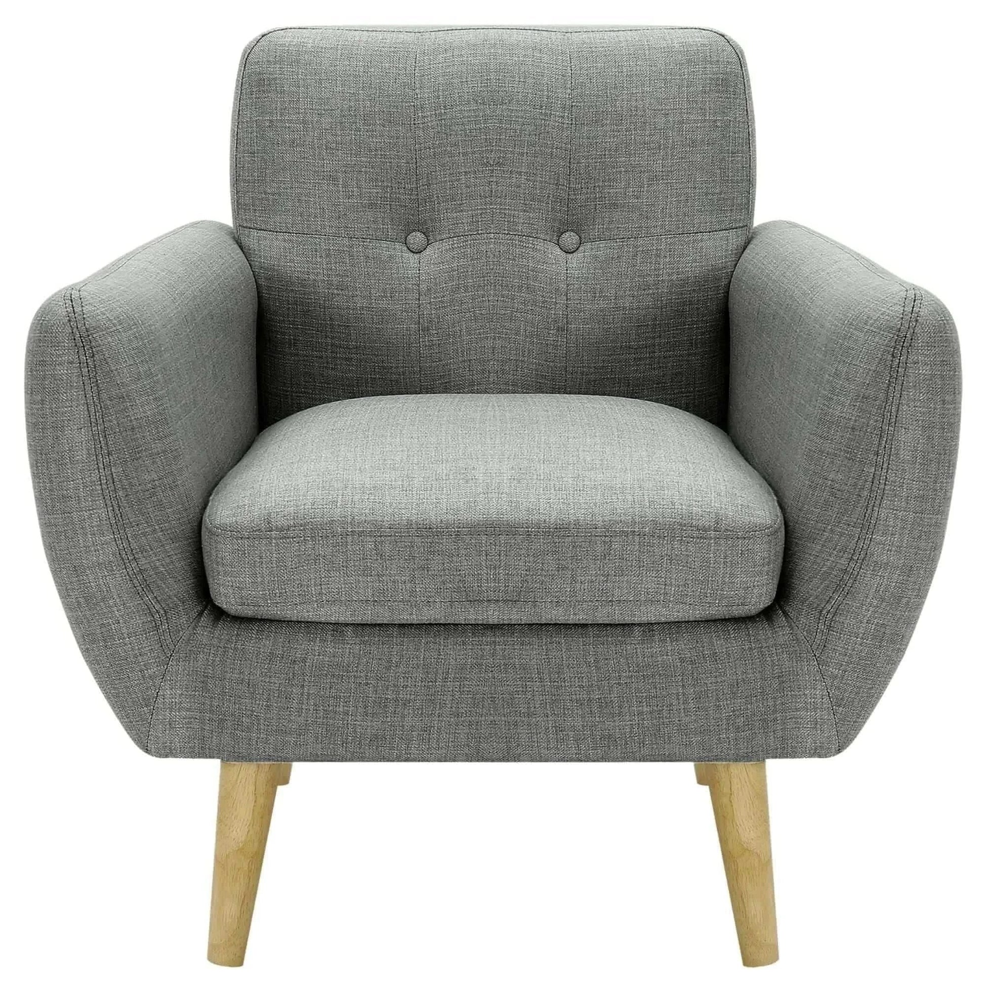 Dane Fabric Upholstered Single Person Sofa Armchair - Mid Grey