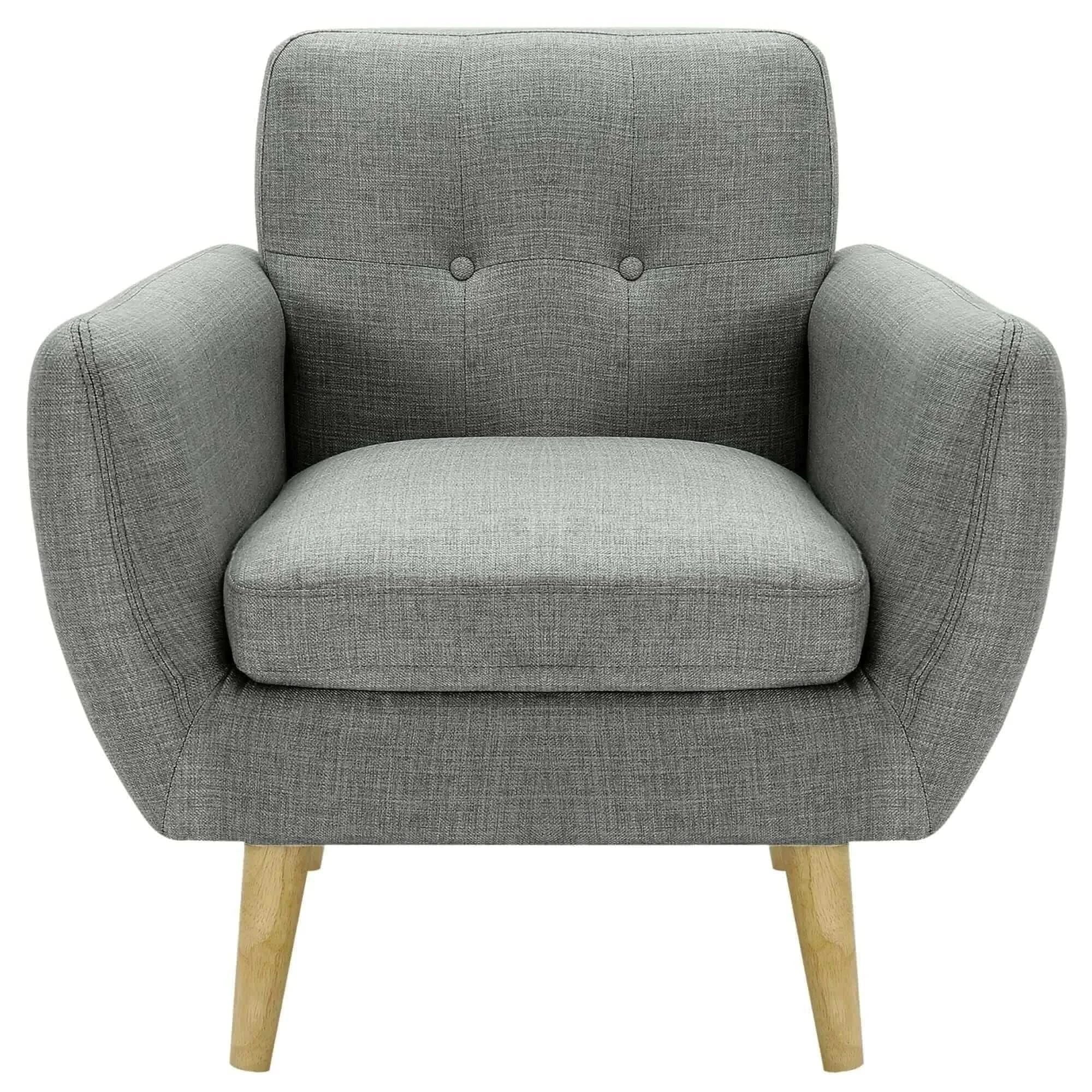 Dane Fabric Upholstered Single Person Sofa Armchair - Mid Grey