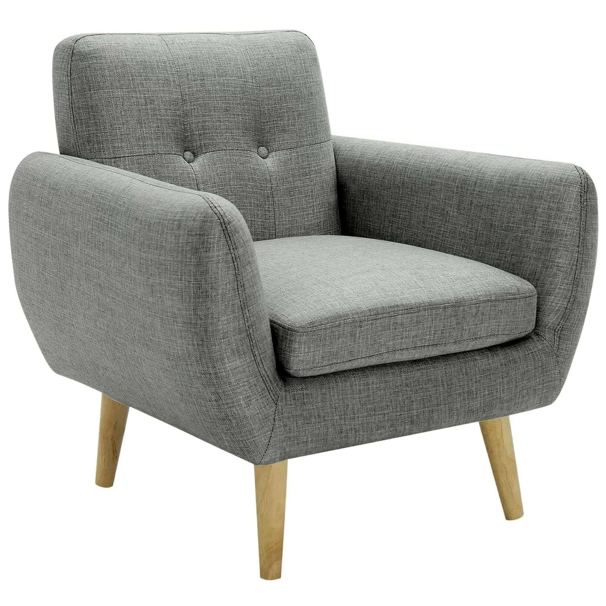 Dane Fabric Upholstered Single Person Sofa Armchair - Mid Grey