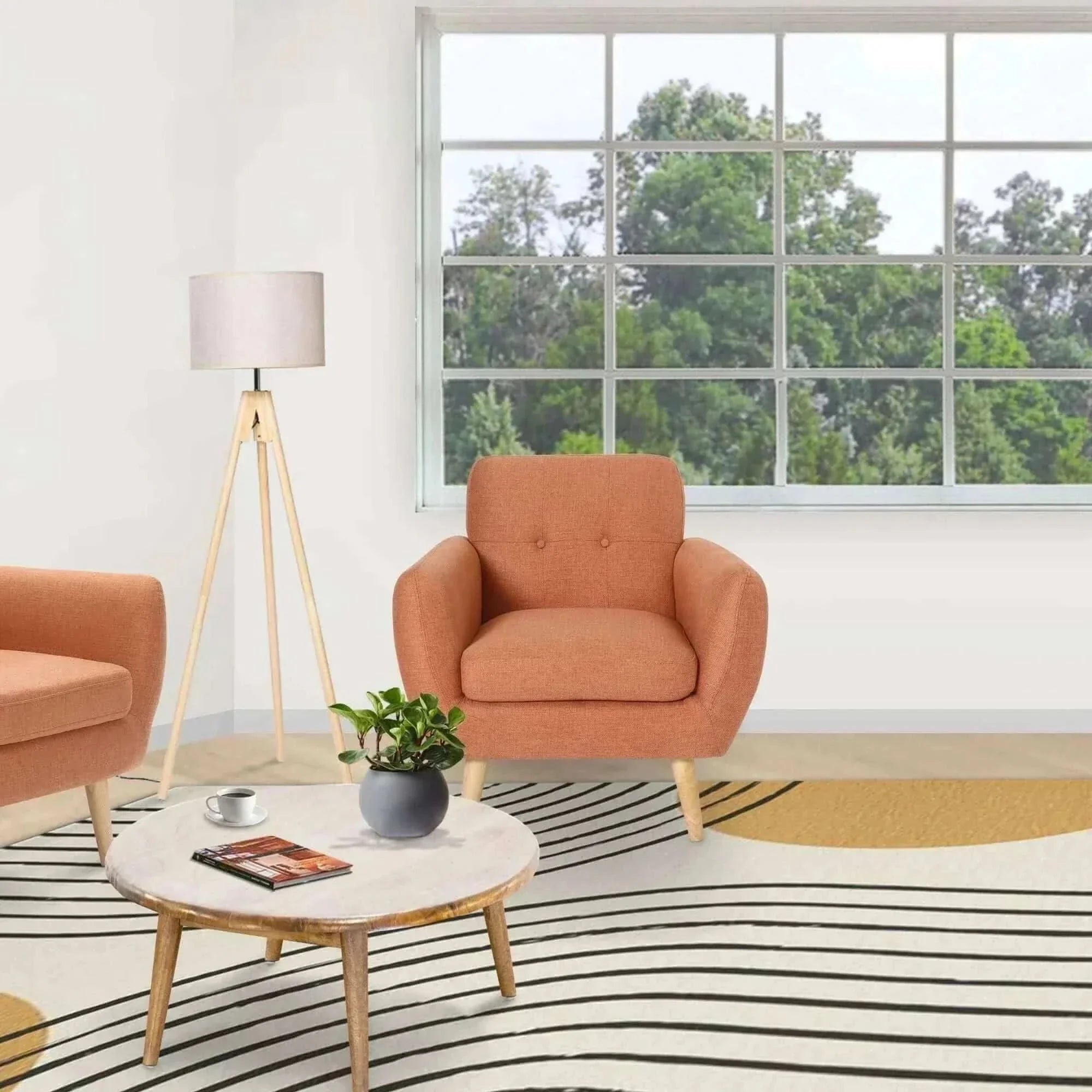 Dane Fabric Upholstered Single Seater Armchair - Orange