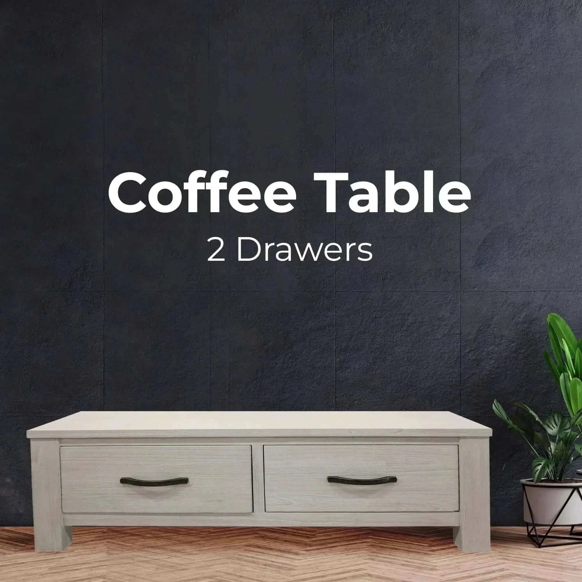 Foxglove Solid Timber Wood 2 Drawer Coffee Table 127cm - White