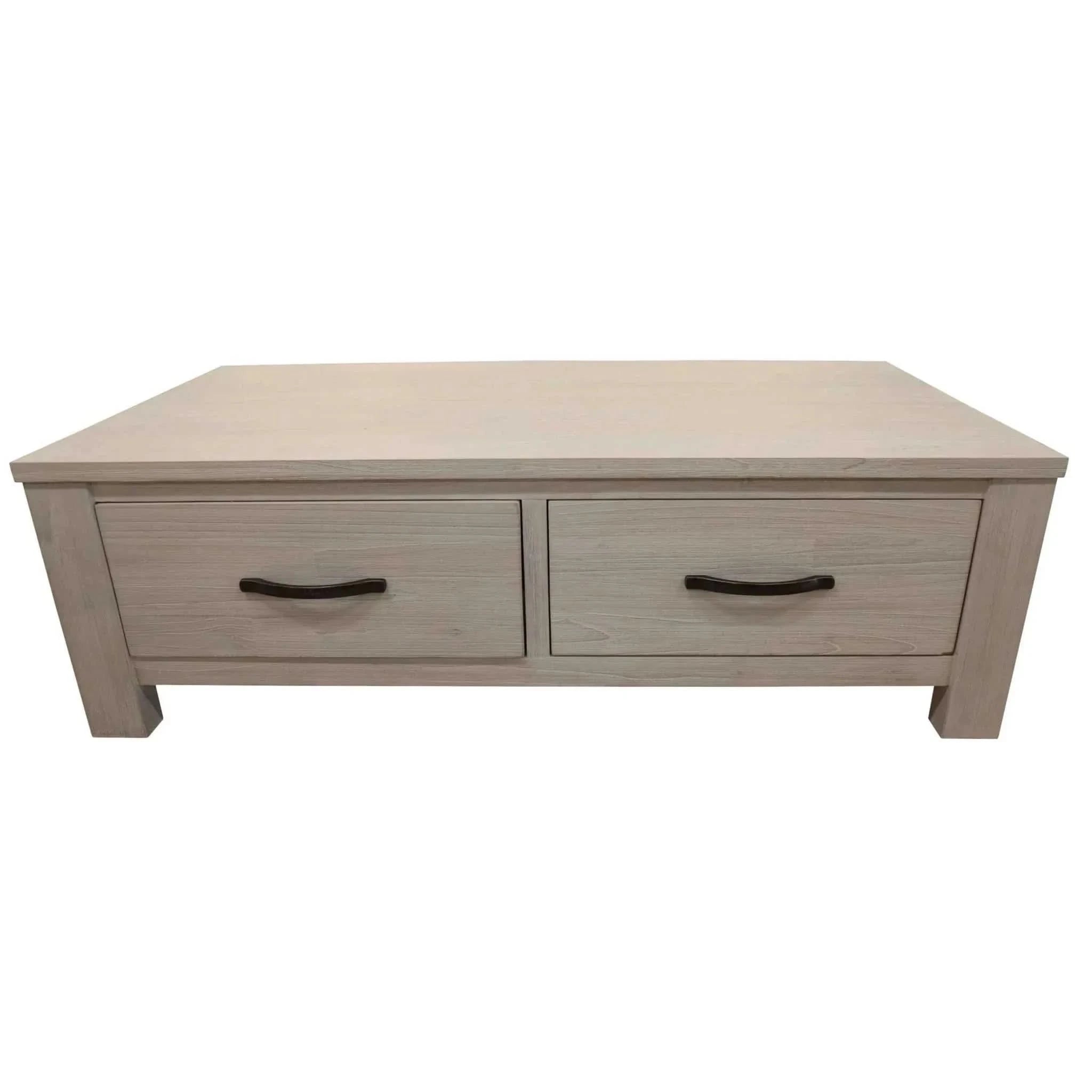 Foxglove Solid Timber Wood 2 Drawer Coffee Table 127cm - White