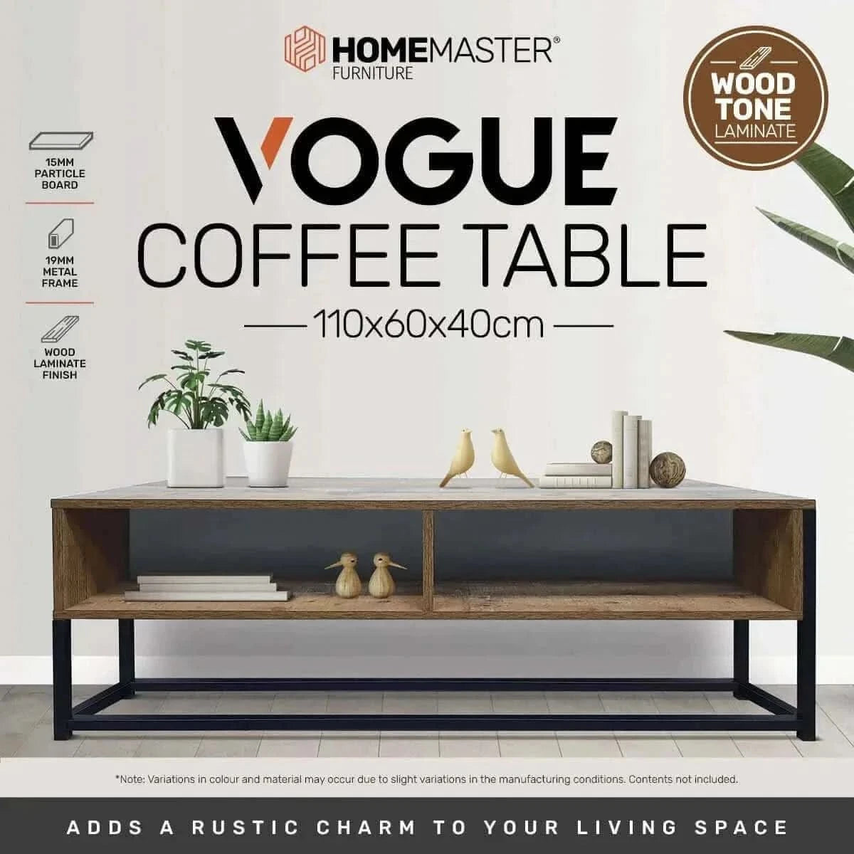 Home Master Vogue Rustic Coffee Table - 110cm