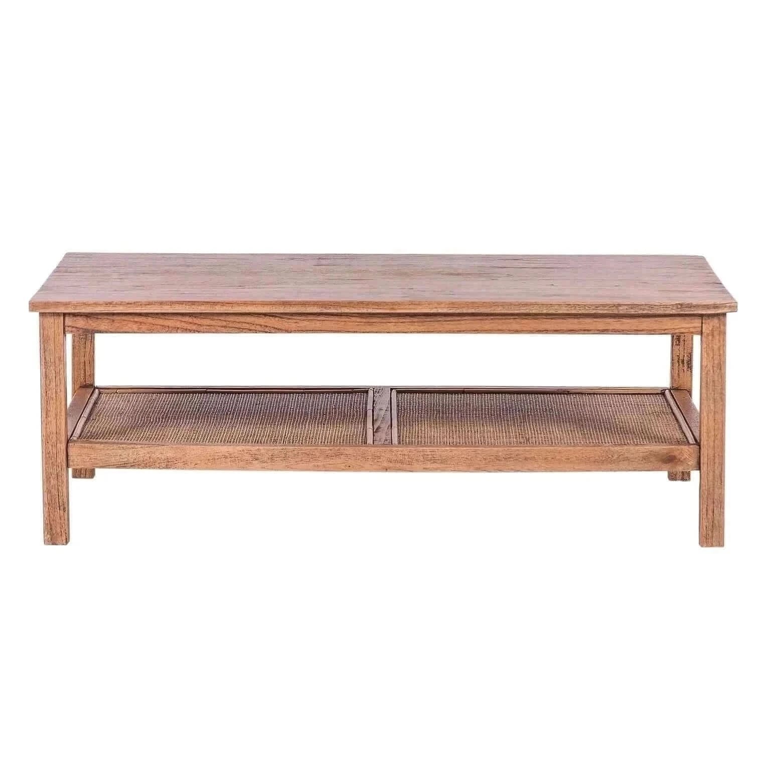 Jasmine Mindi Timber Brown Rattan Coffee Table 110cm