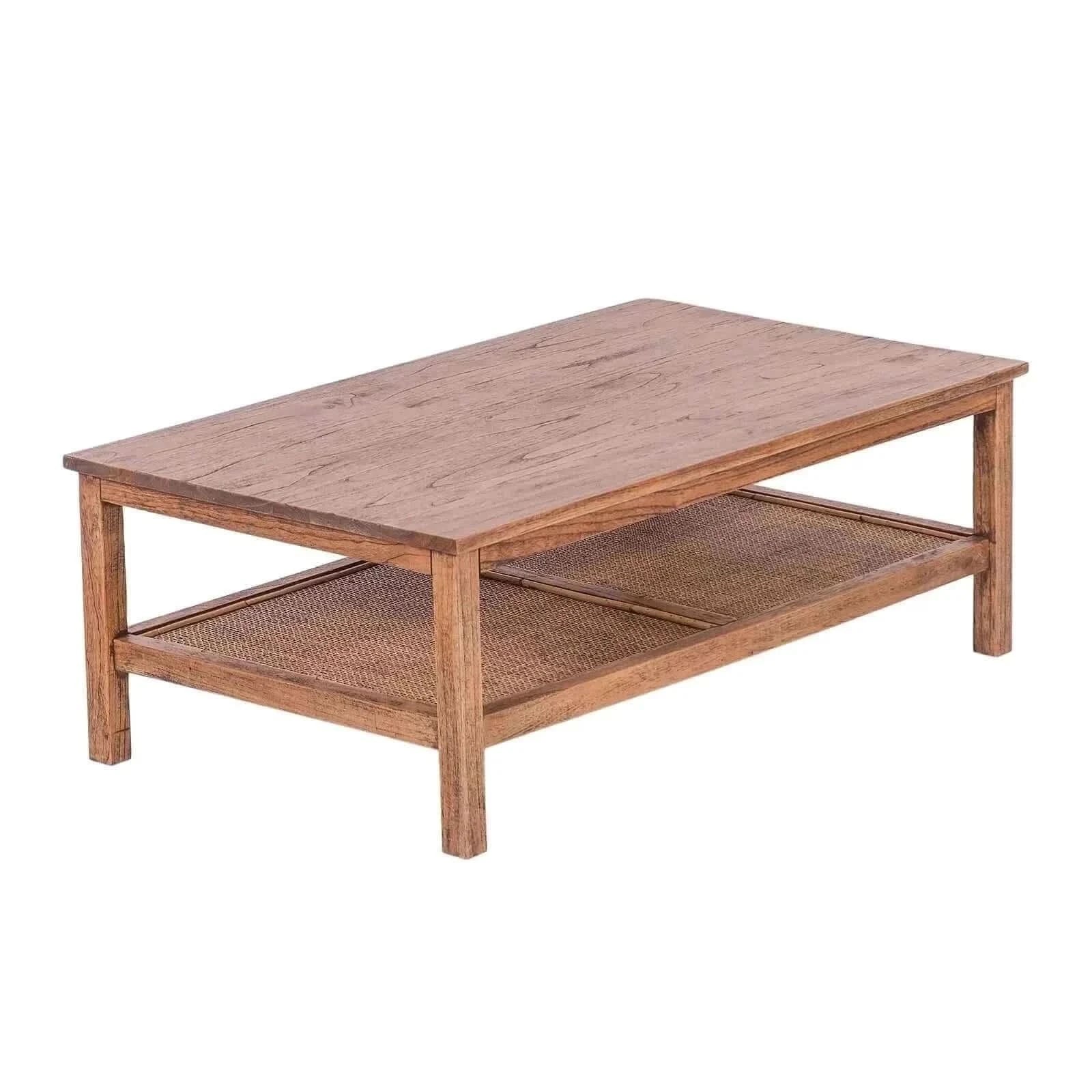 Jasmine Mindi Timber Brown Rattan Coffee Table 110cm