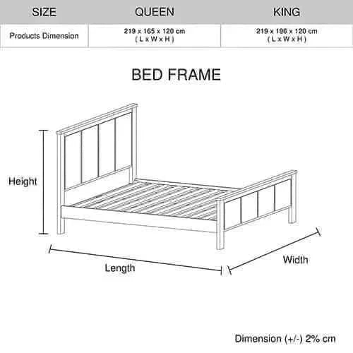 Noe Wooden King Size Bed Frame in Solid Acacia Wood