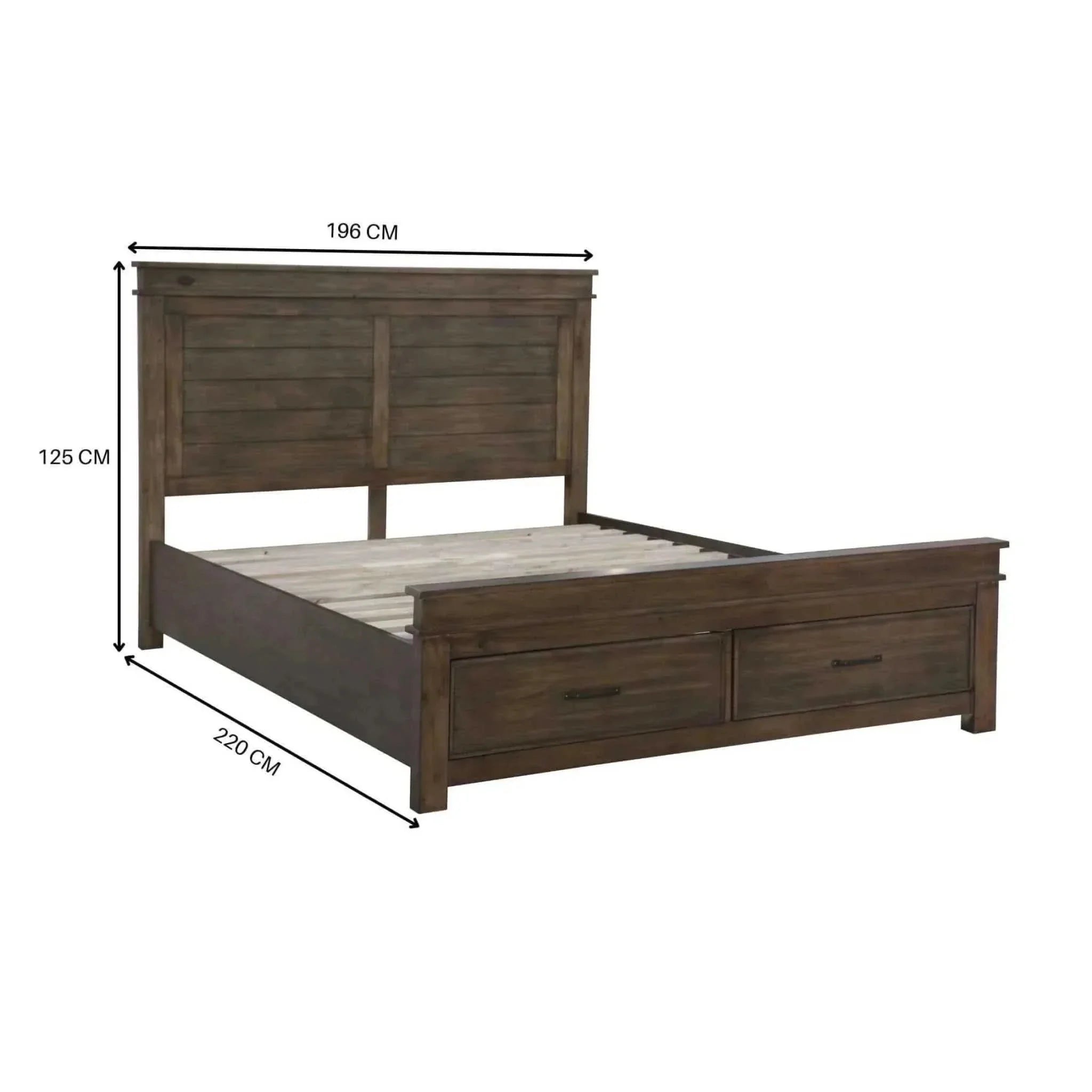 Lily King Size Bed Base - Rustic Grey