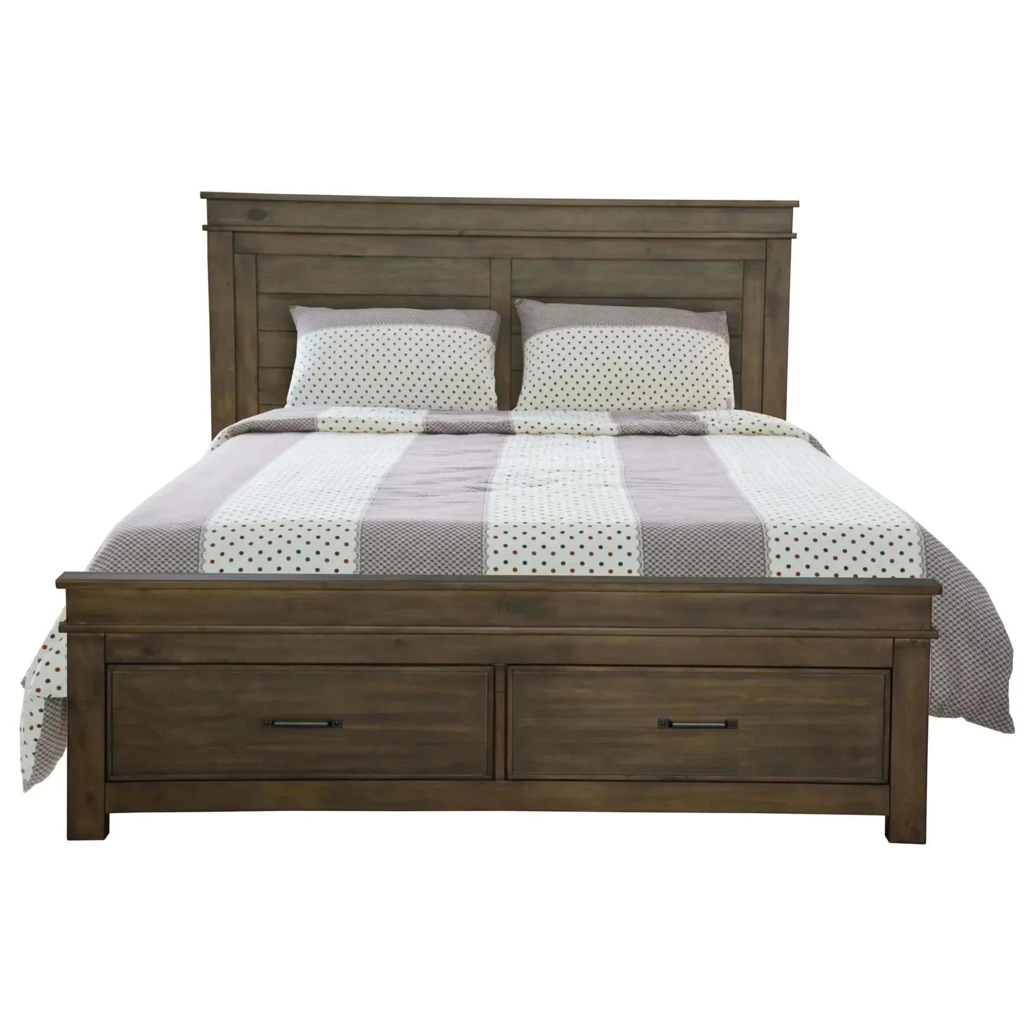 Lily Bed Frame Queen Size Timber Mattress Base - Rustic Grey