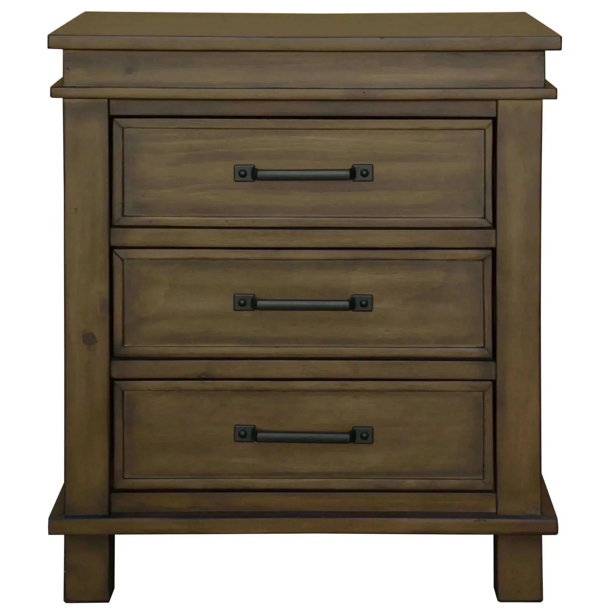 Lily Bedside Tables 3 Drawers Storage Cabinet End Table - Rustic Grey