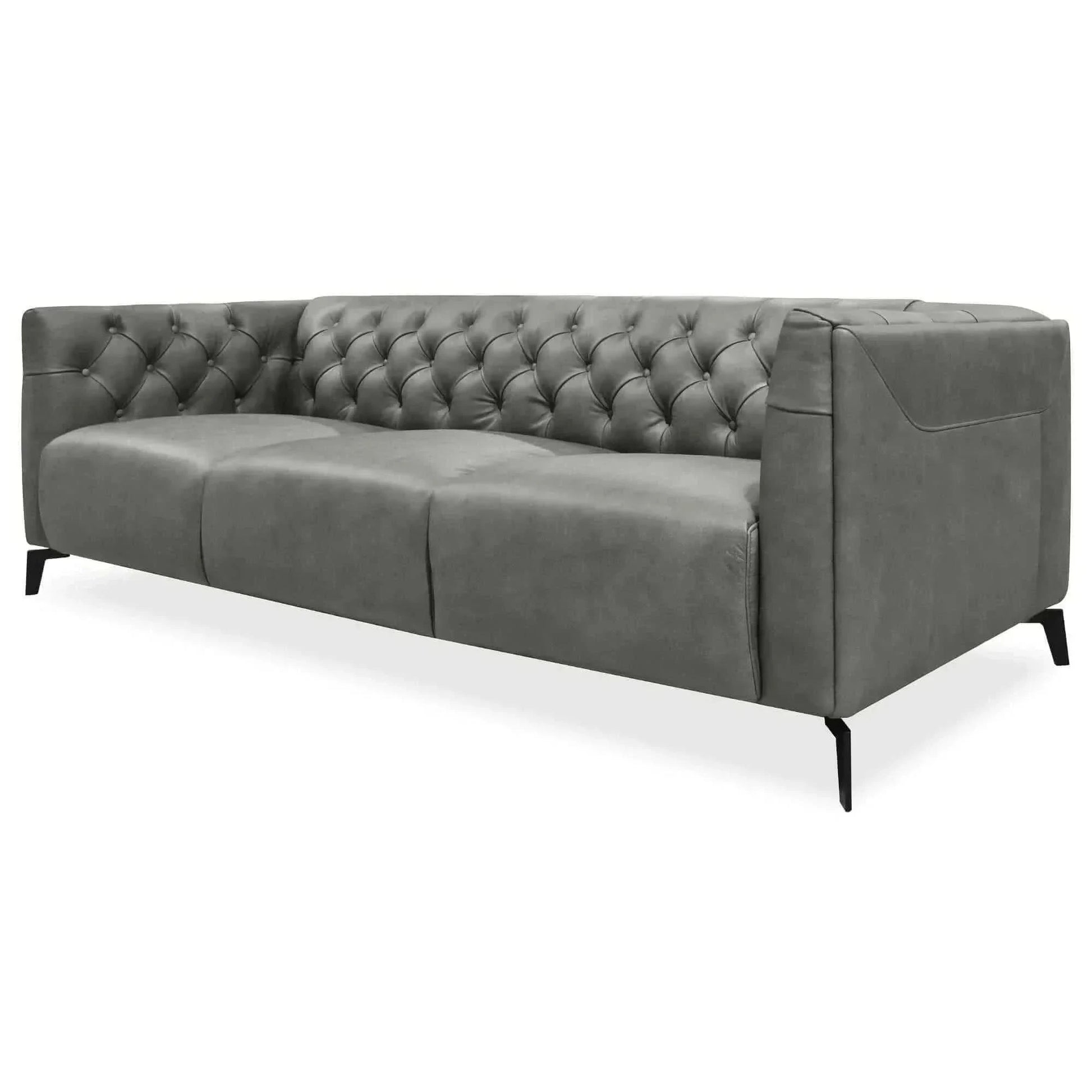 Luxe 3.5 Seater Genuine Leather Modular Lounge Couch - Dark Grey