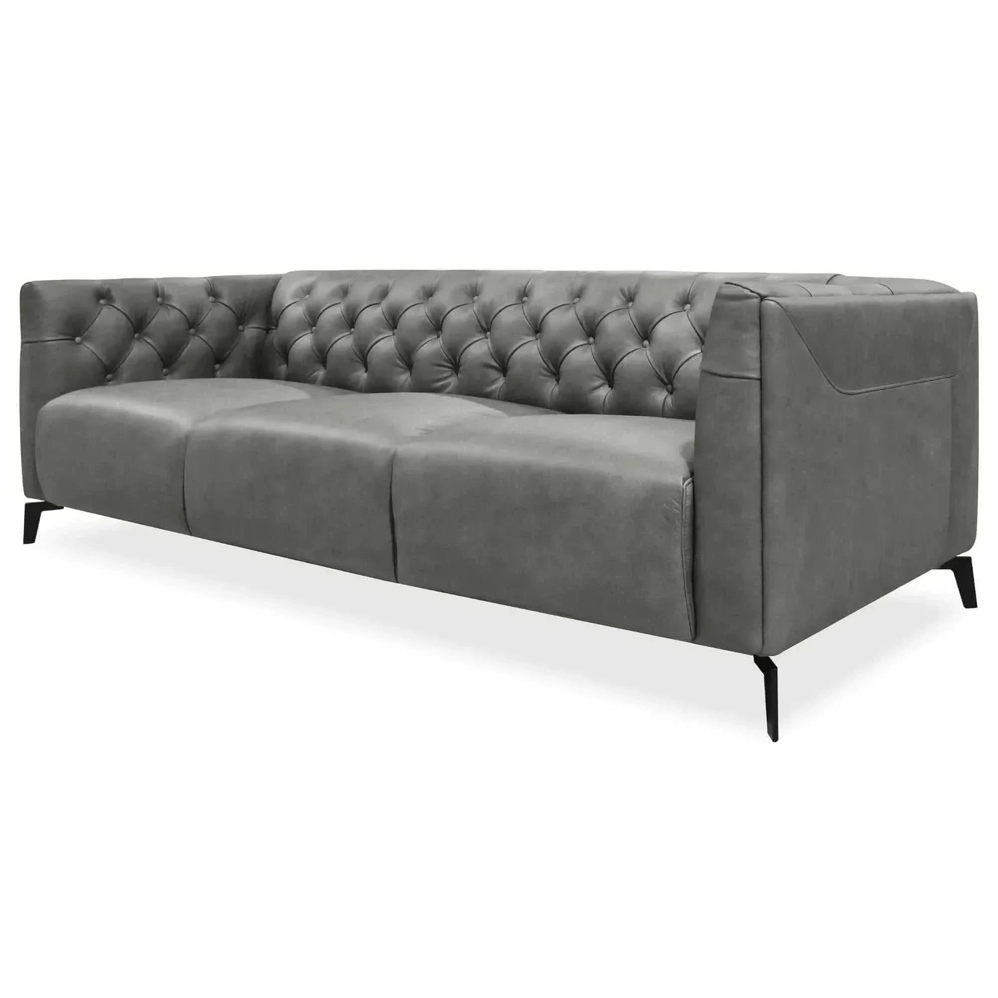 Luxe 3.5 Seater Genuine Leather Modular Lounge Couch - Dark Grey
