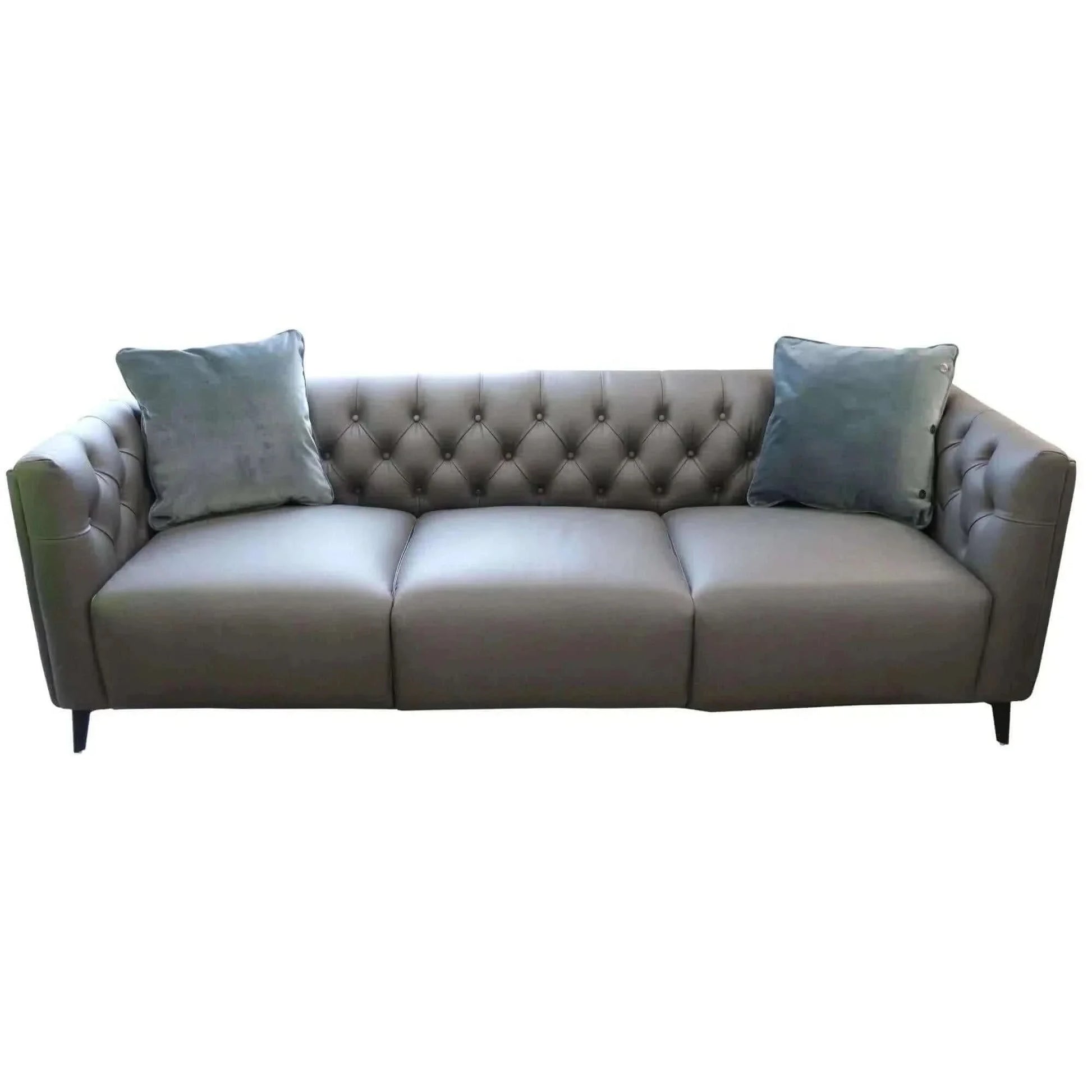 Luxe 3.5 Seater Genuine Leather Modular Lounge Couch - Dark Grey