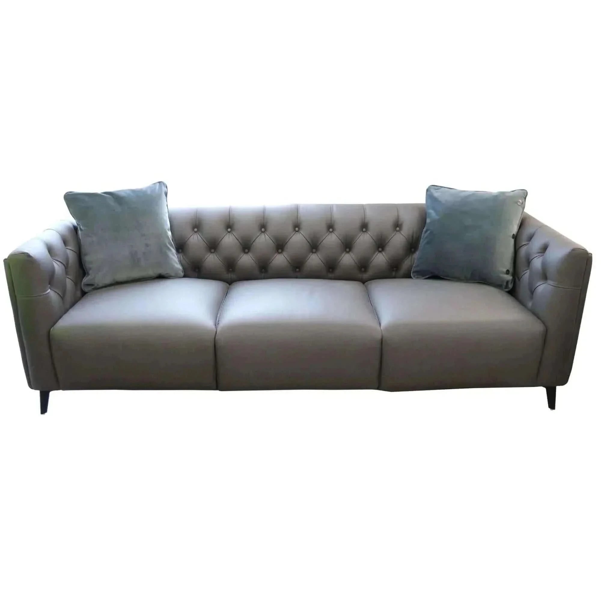 Luxe 3.5 Seater Genuine Leather Modular Lounge Couch - Dark Grey