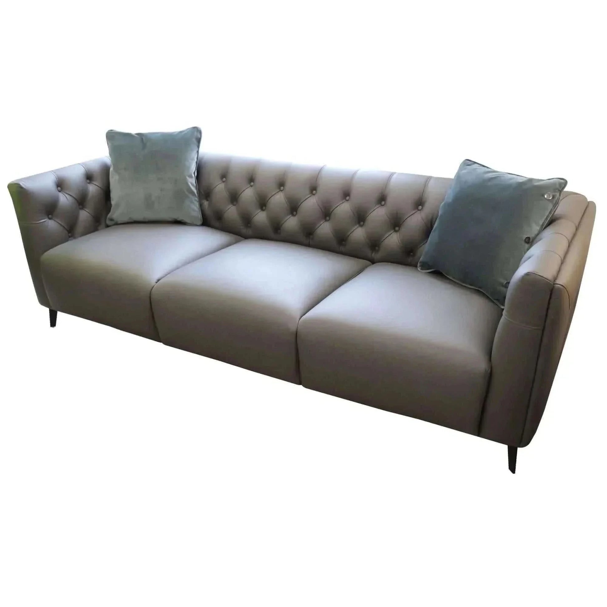 Luxe 3.5 Seater Genuine Leather Modular Lounge Couch - Dark Grey