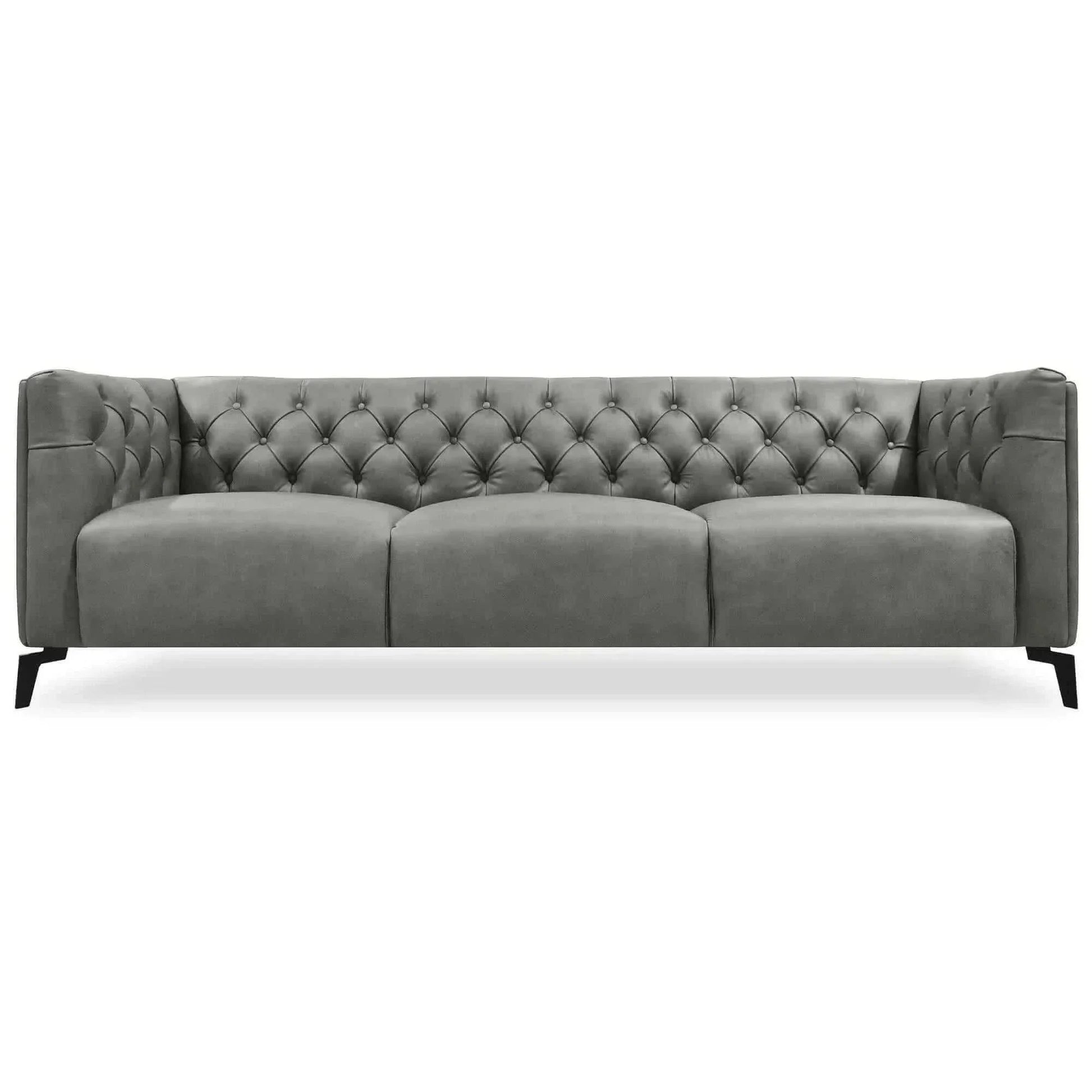 Luxe 3.5 Seater Genuine Leather Modular Lounge Couch - Dark Grey