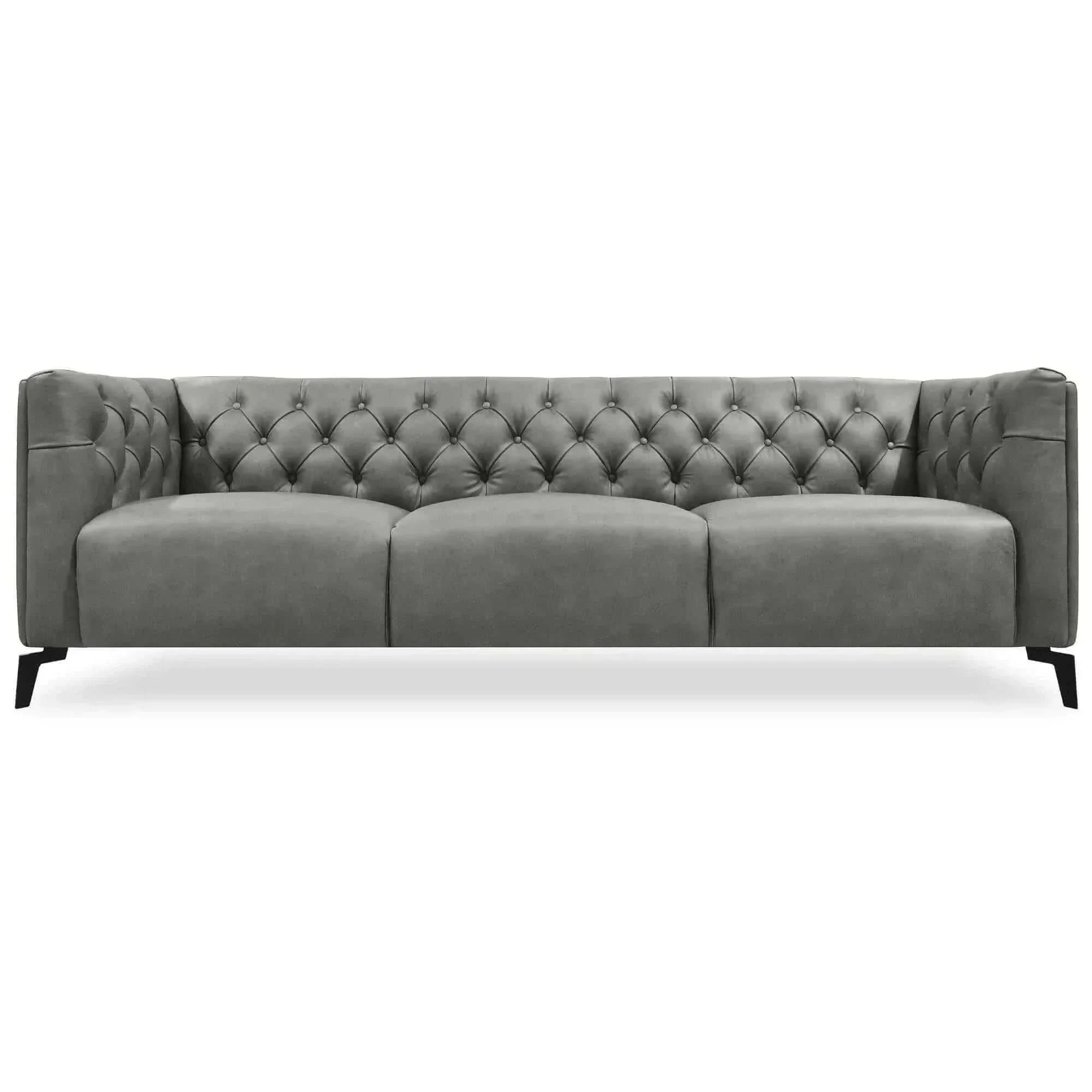 Luxe 3.5 Seater Genuine Leather Modular Lounge Couch - Dark Grey